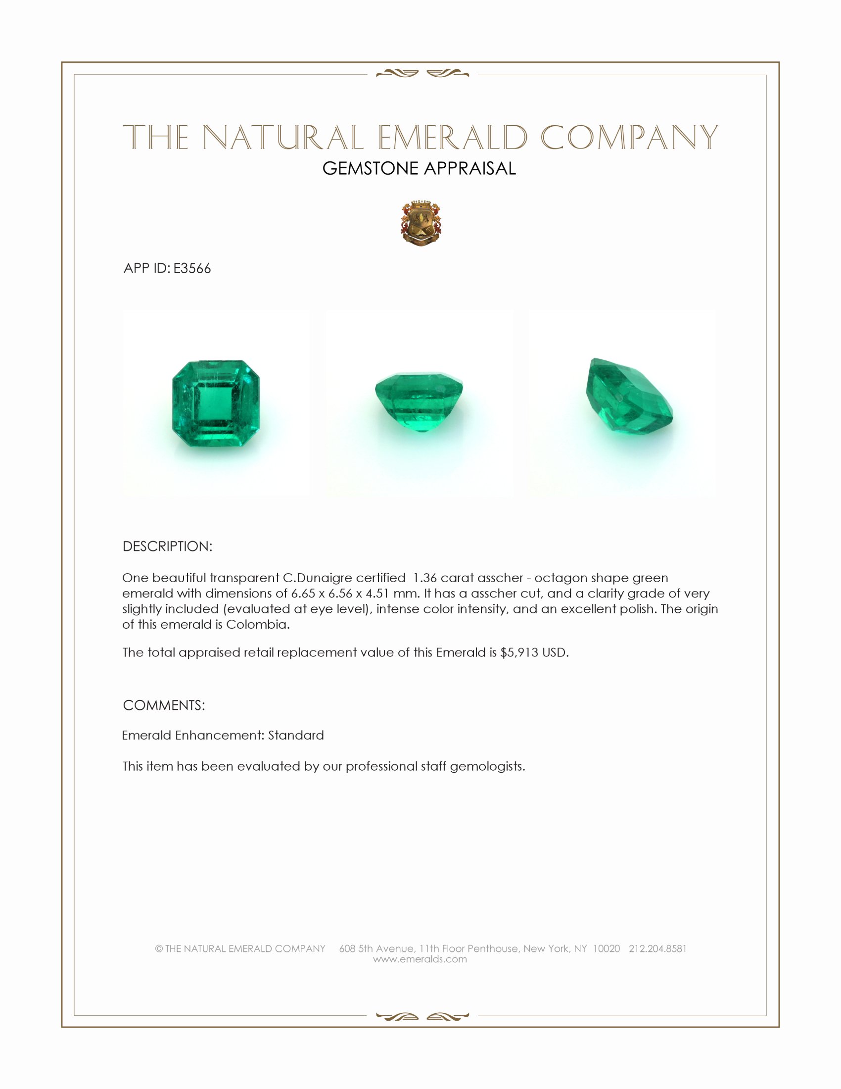 1.36 Ct. Emerald from Colombia