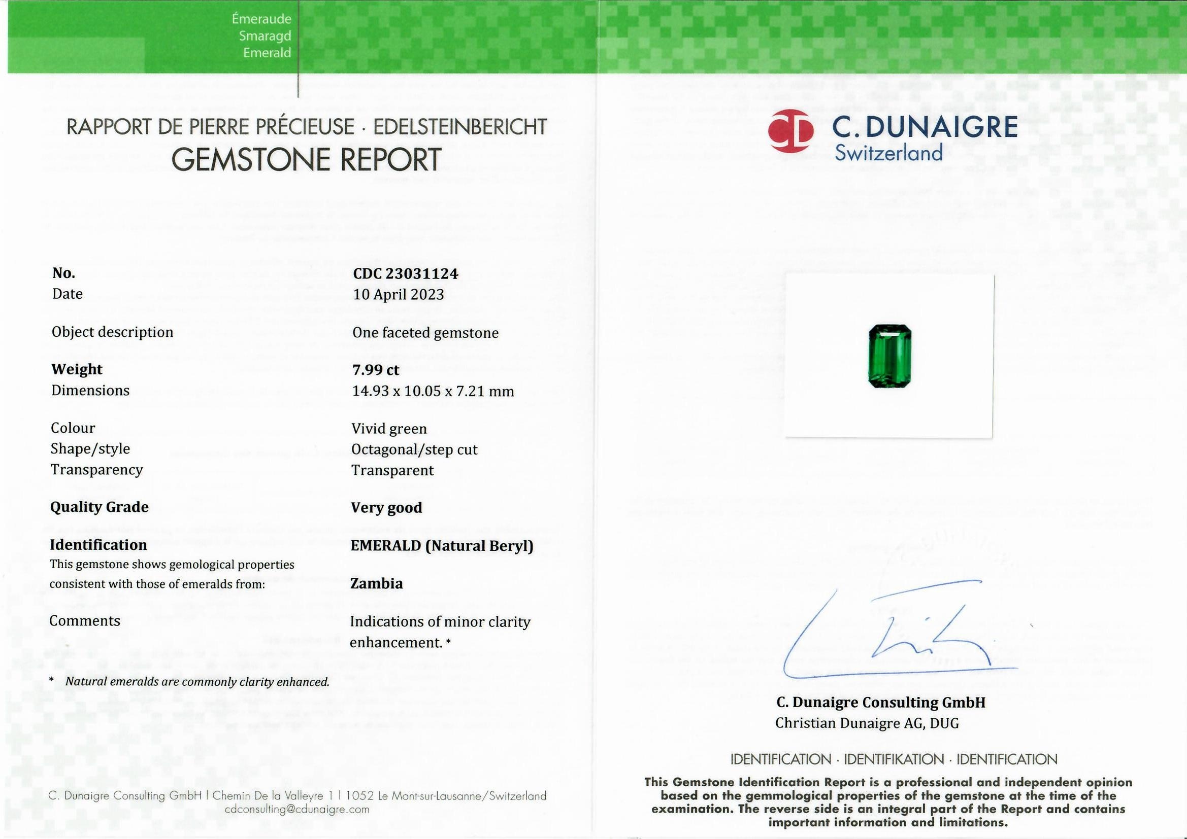 7.99 Ct. Emerald from Zambia
