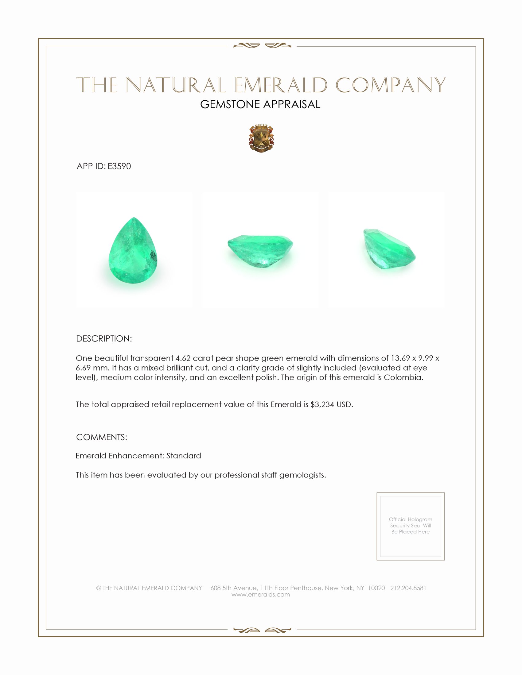 4.62 Ct. Emerald from Colombia