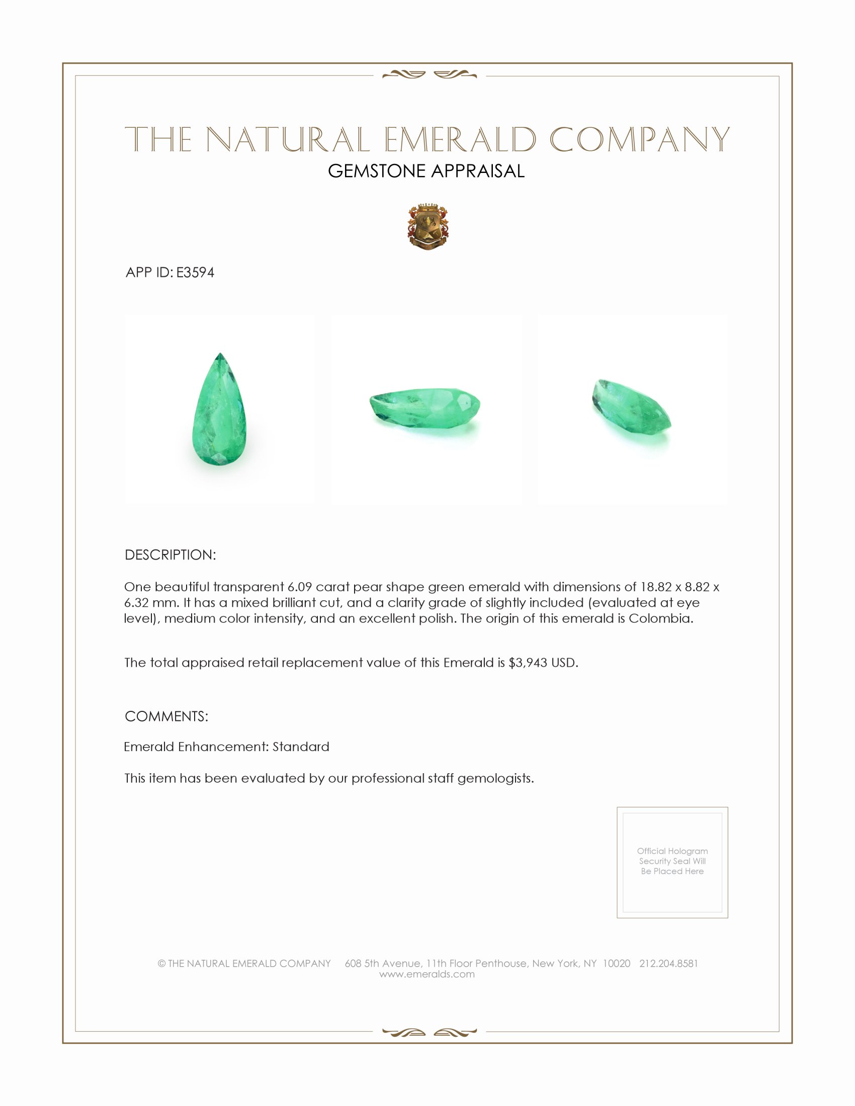 6.09 Ct. Emerald from Colombia