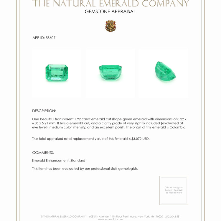 1.92 Ct. Emerald from Colombia