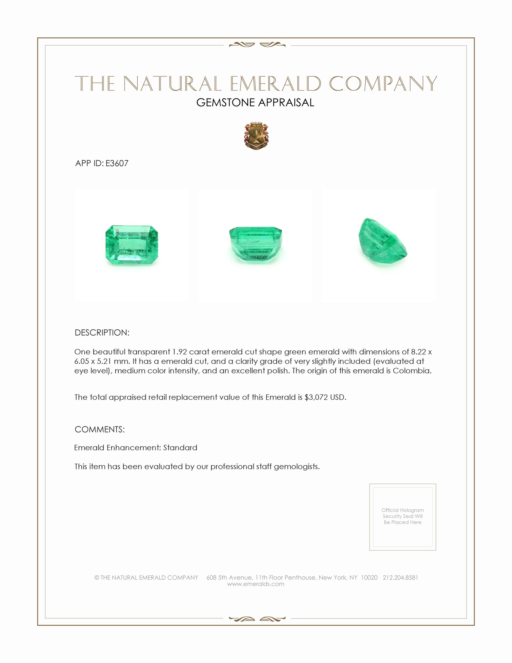 1.92 Ct. Emerald from Colombia