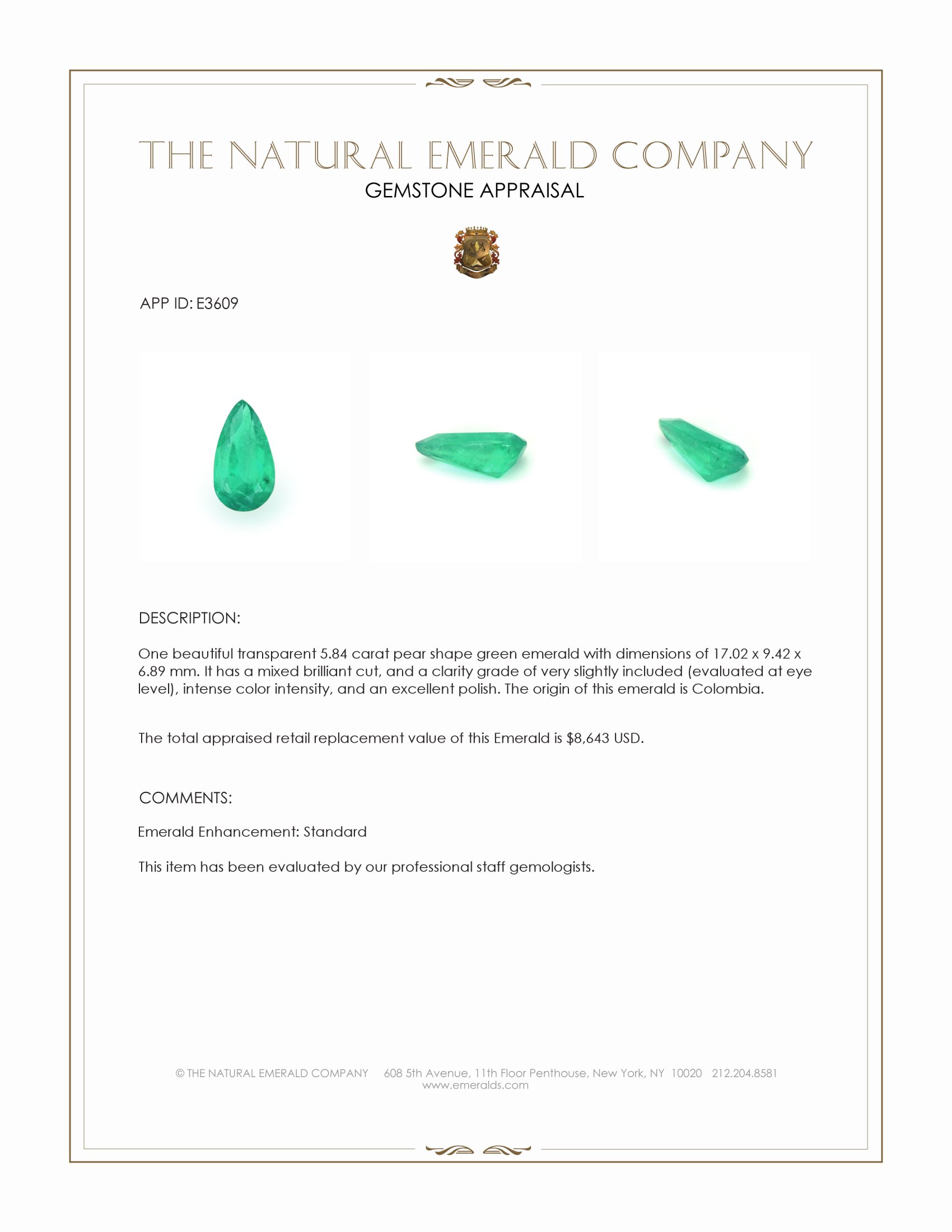 5.84 Ct. Emerald from Colombia