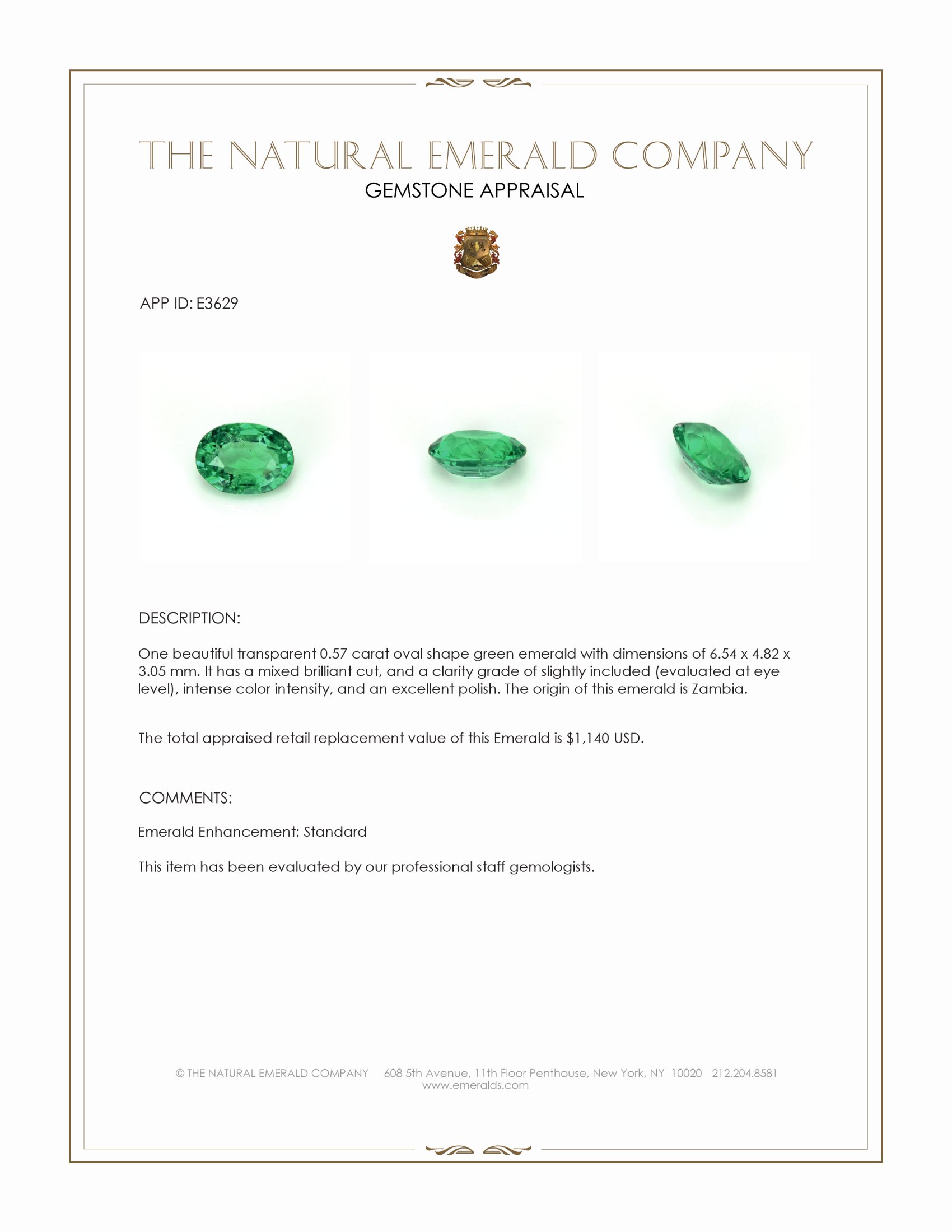 0.57 Ct. Emerald from Zambia