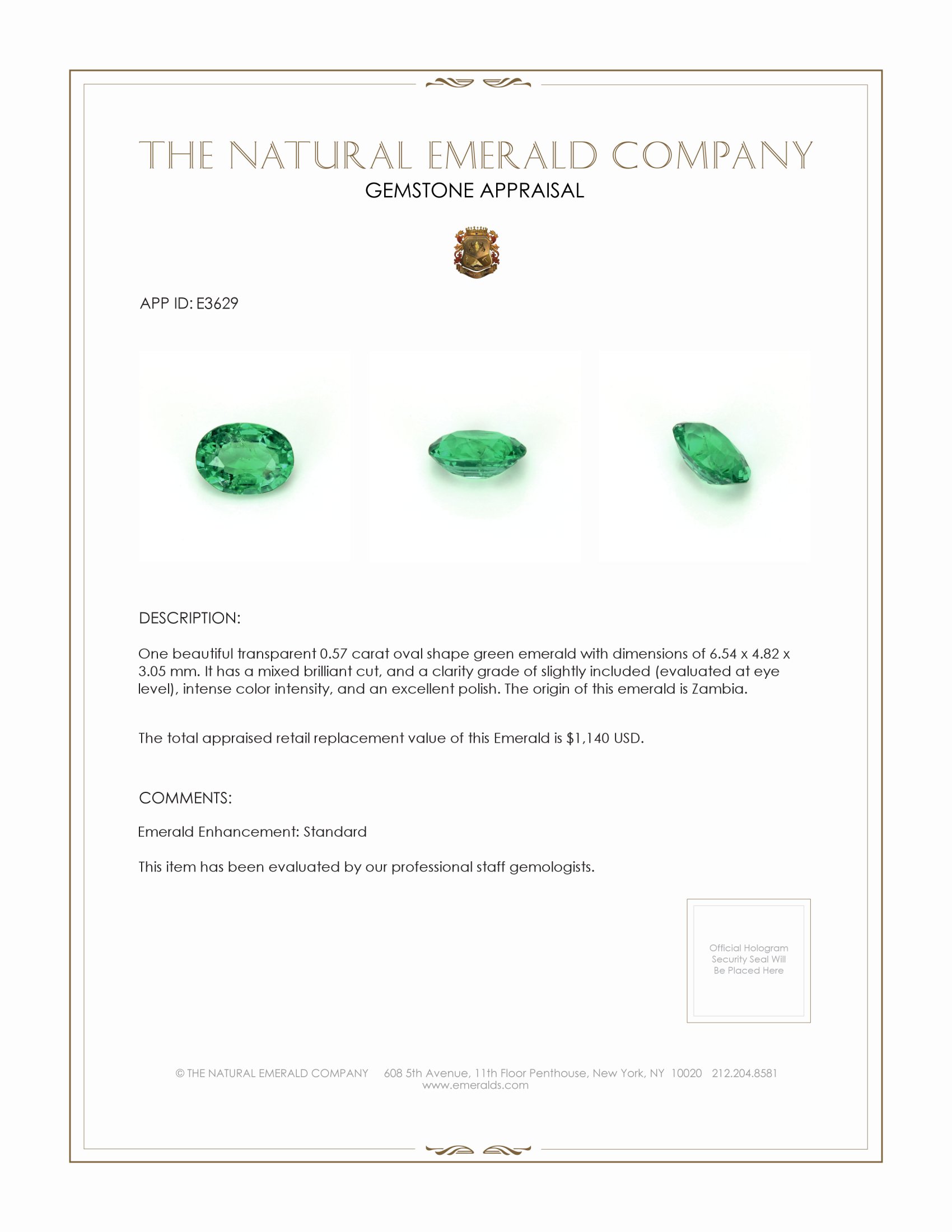 0.57 Ct. Emerald from Zambia
