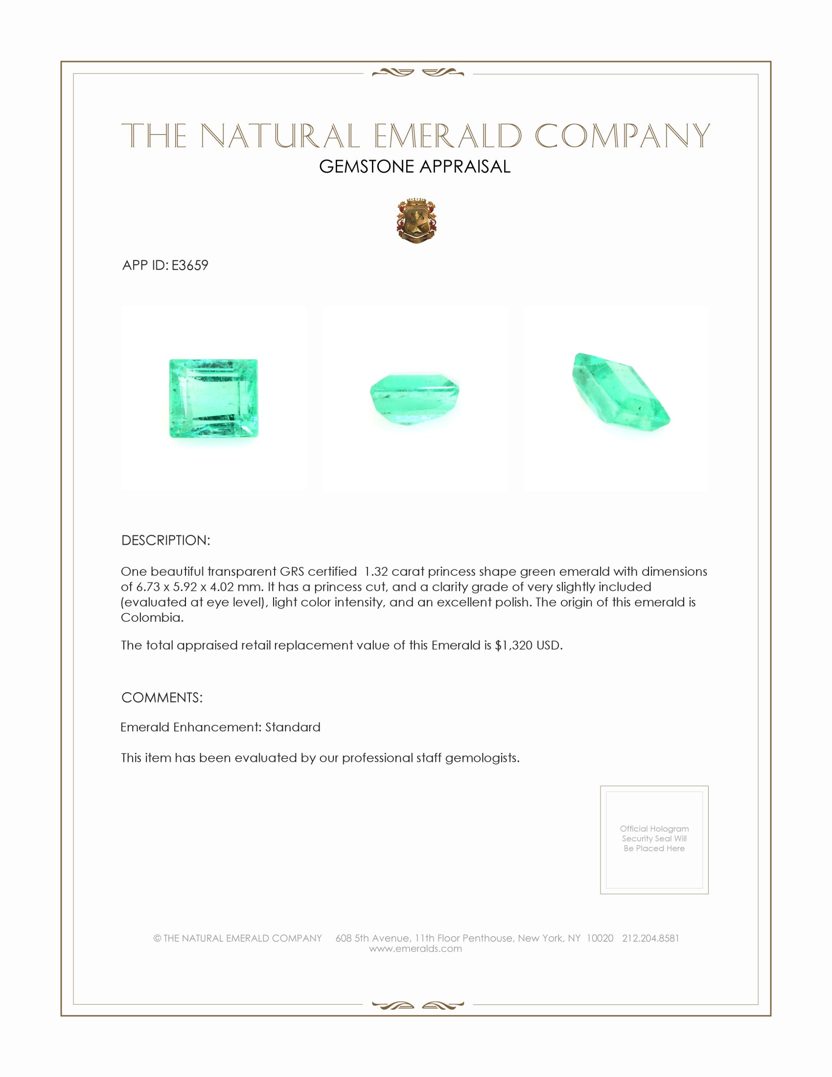 1.32 Ct. Emerald from Colombia