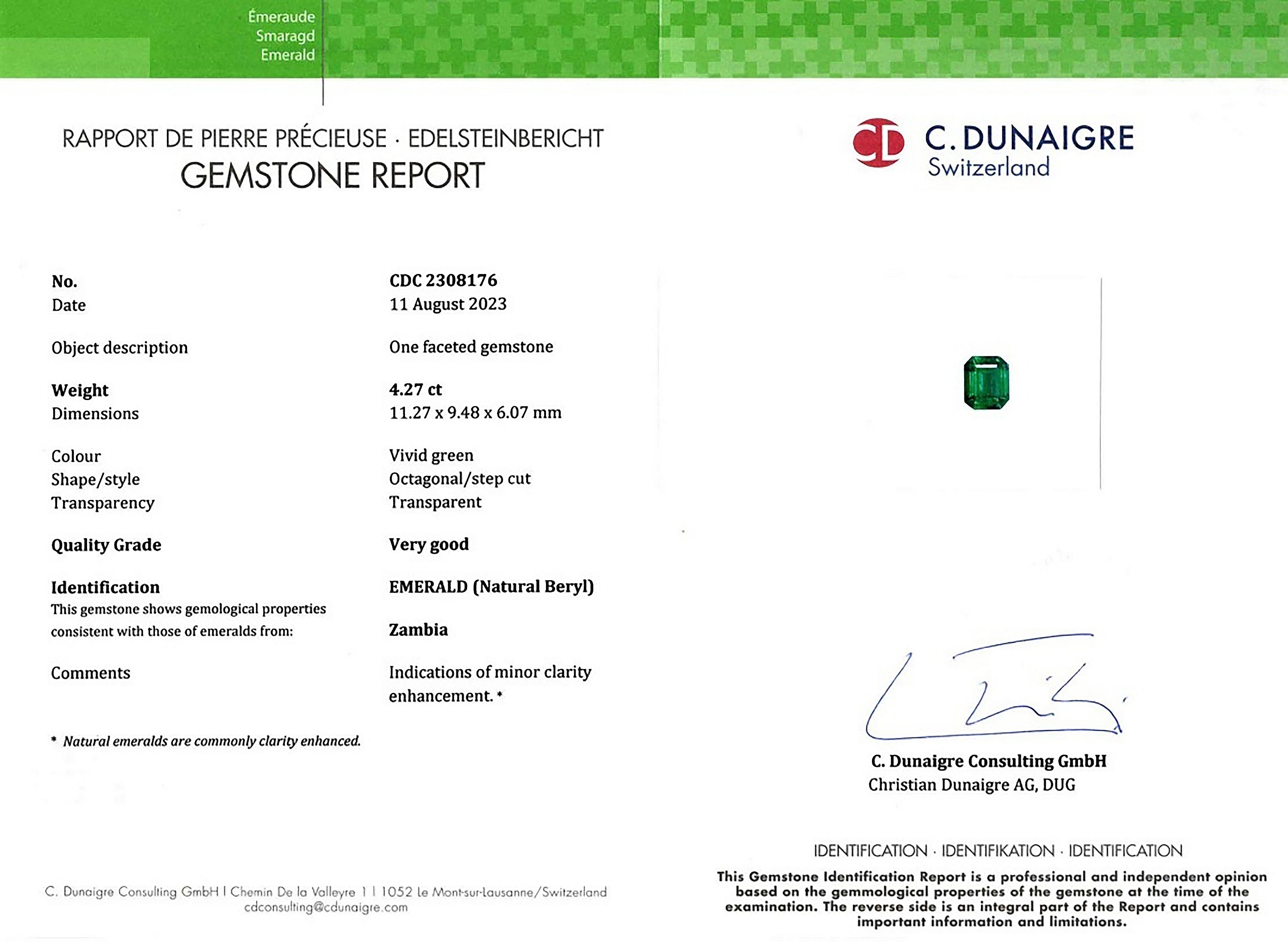 4.27 Ct. Emerald from Zambia