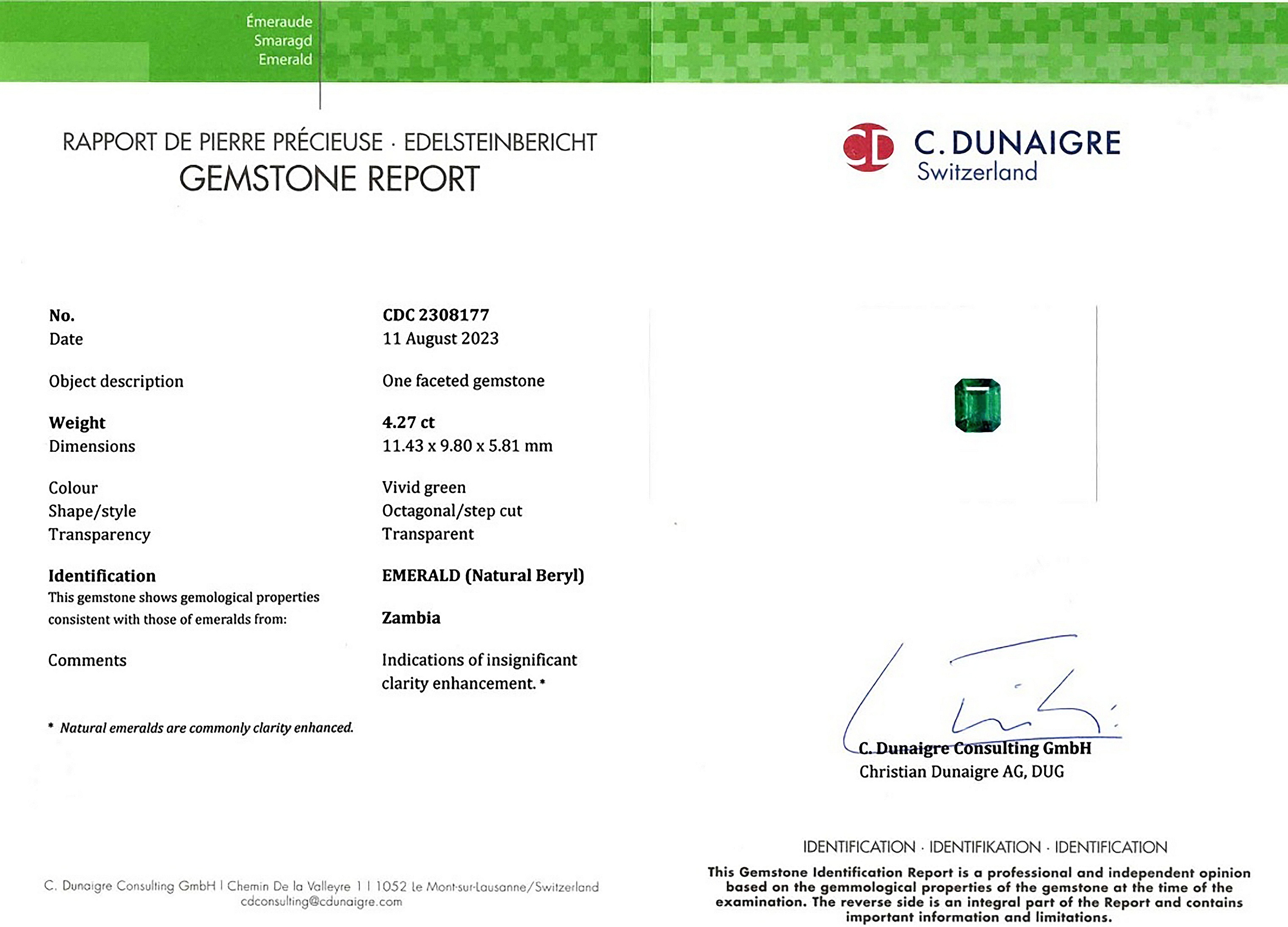 4.27 Ct. Emerald from Zambia