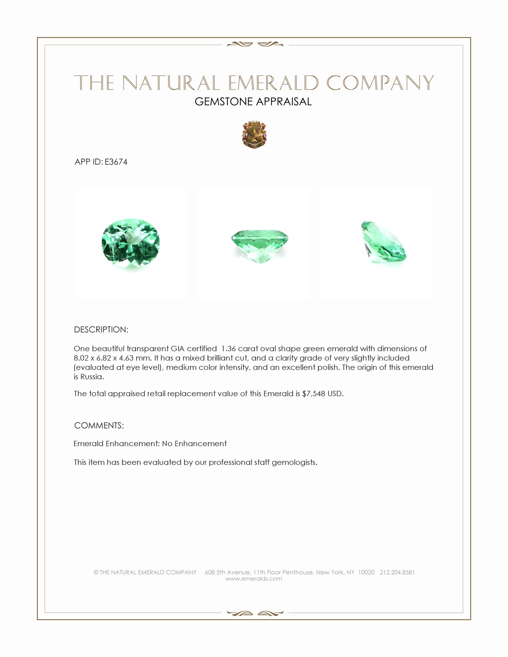 1.36 Ct. Emerald from Russia