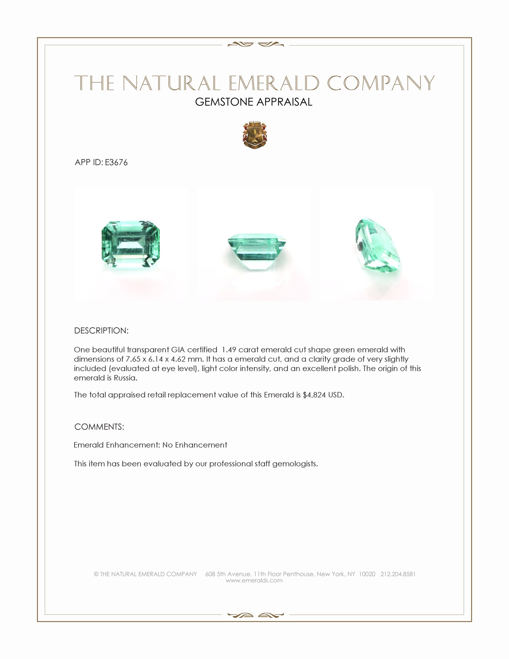 1.49 Ct. Emerald from Russia