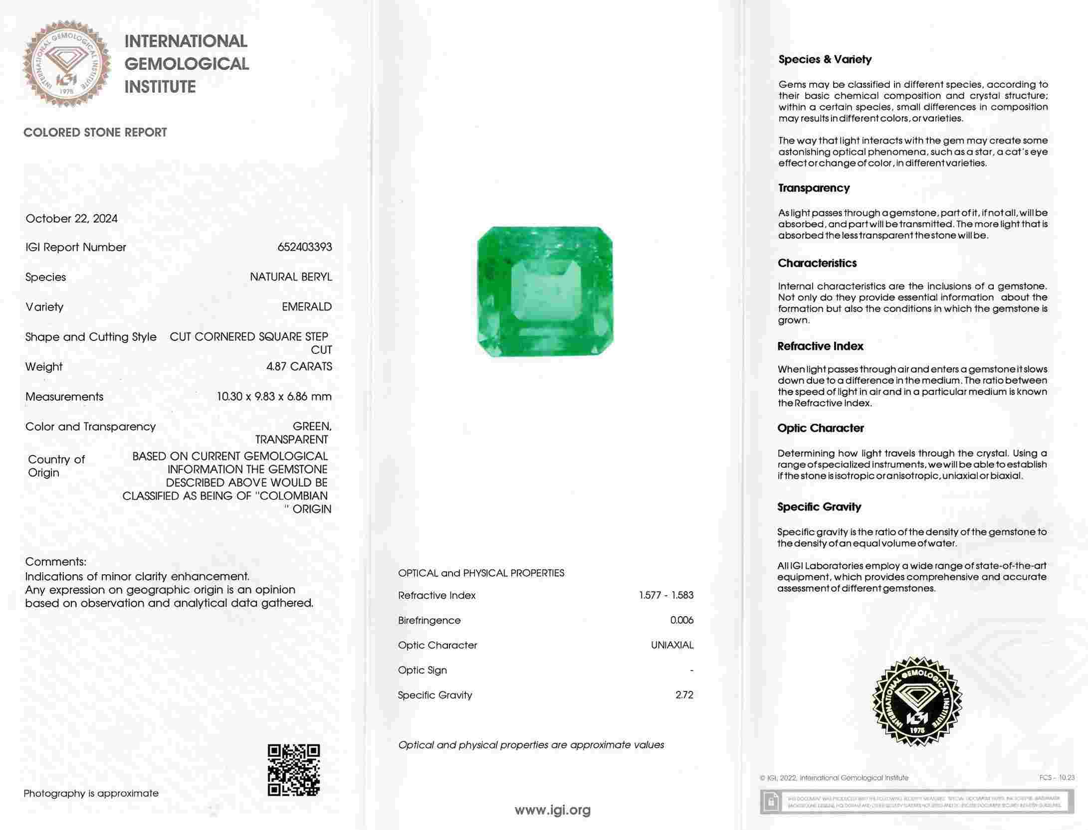 4.87 Ct. Emerald from Colombia