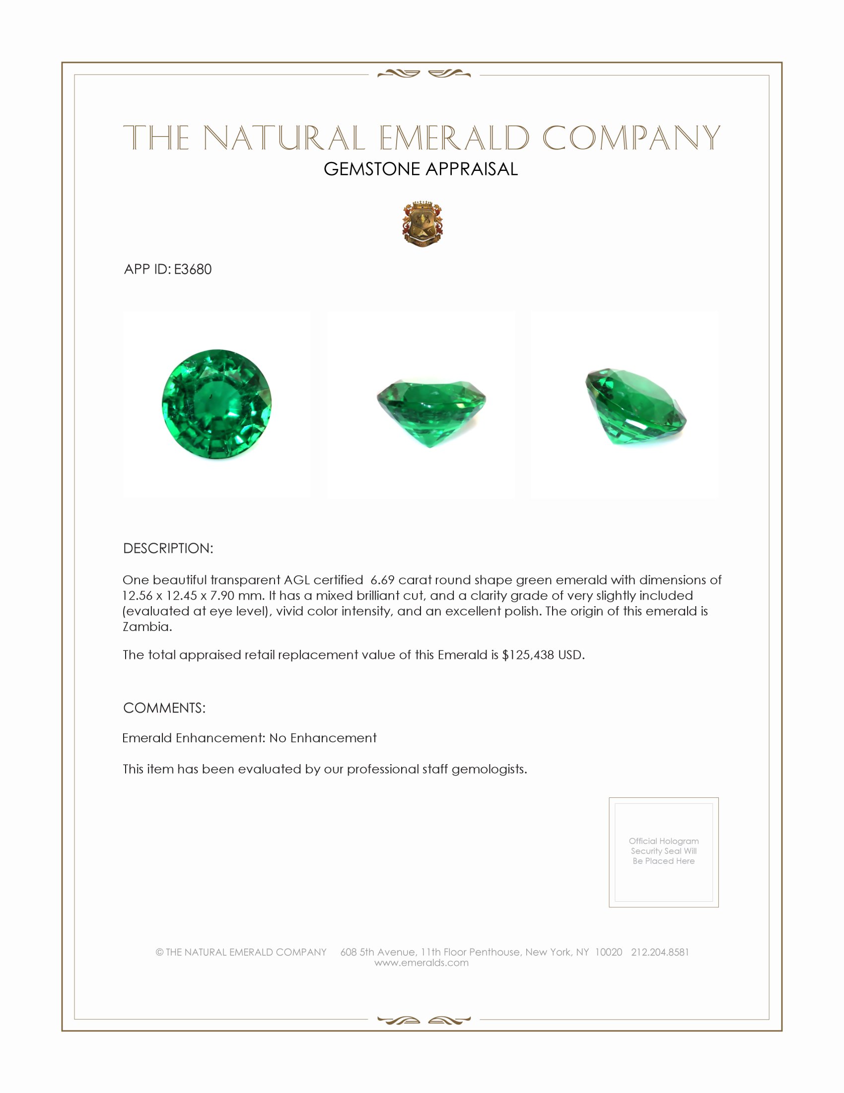 6.69 Ct. Emerald from Zambia