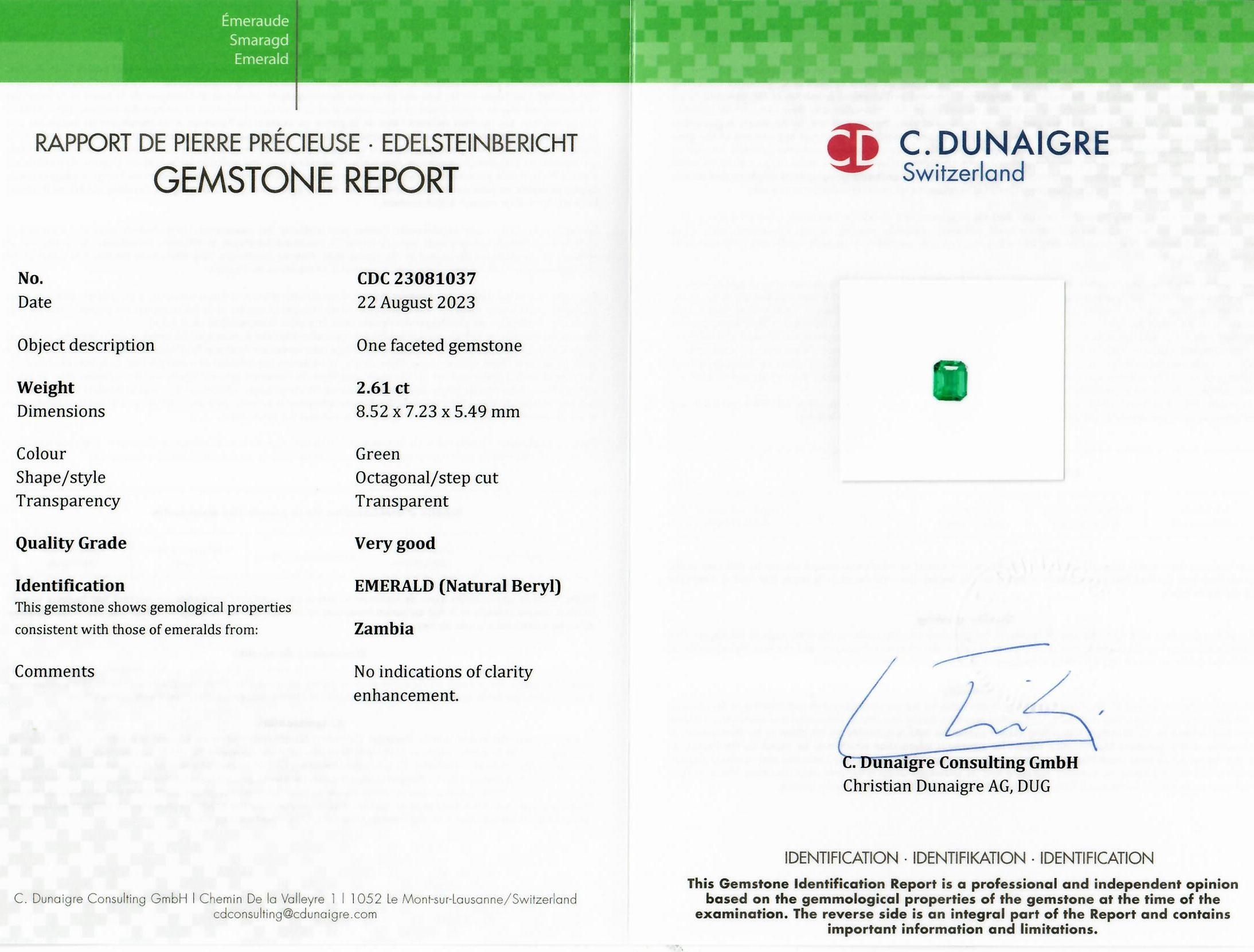 2.61 Ct. Emerald from Zambia