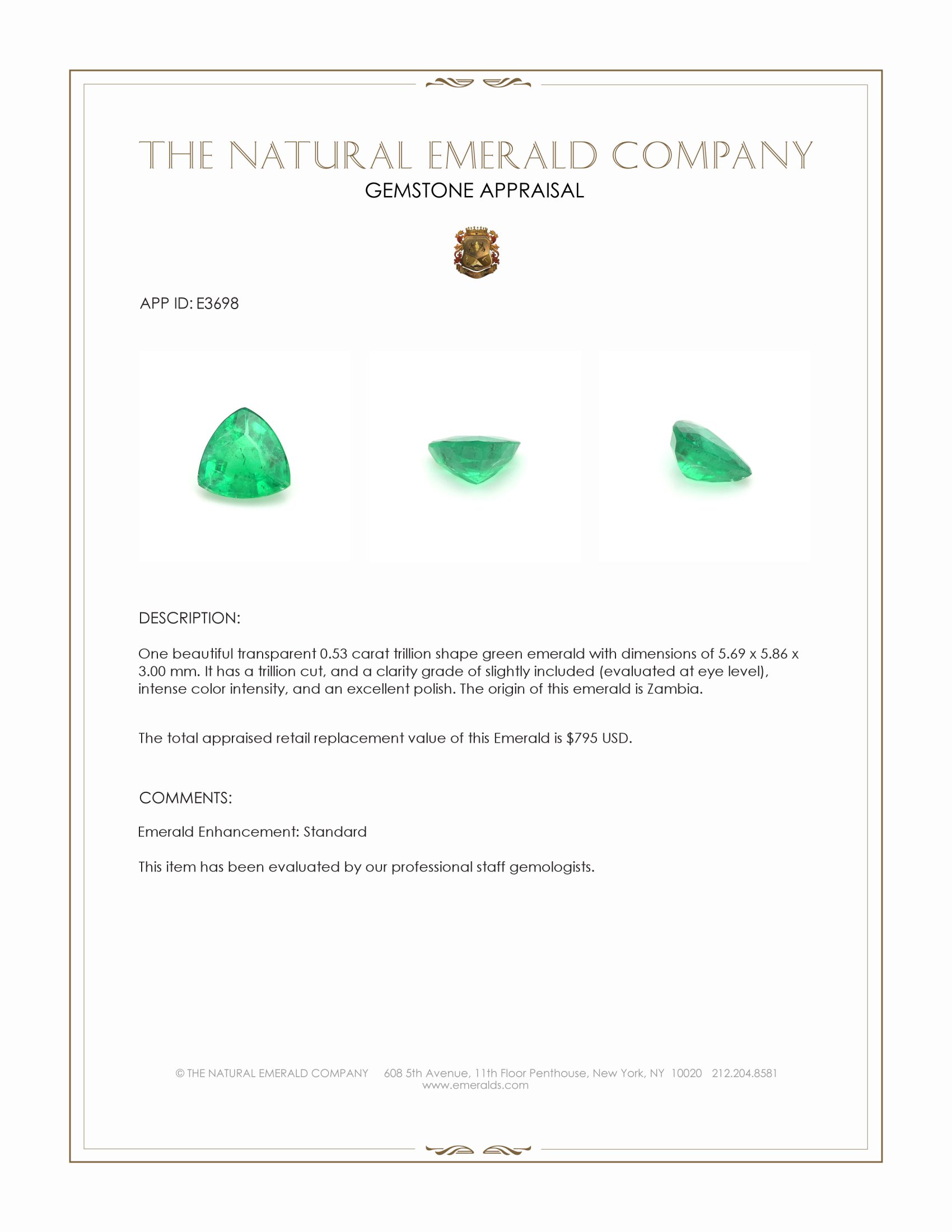 0.53 Ct. Emerald from Zambia