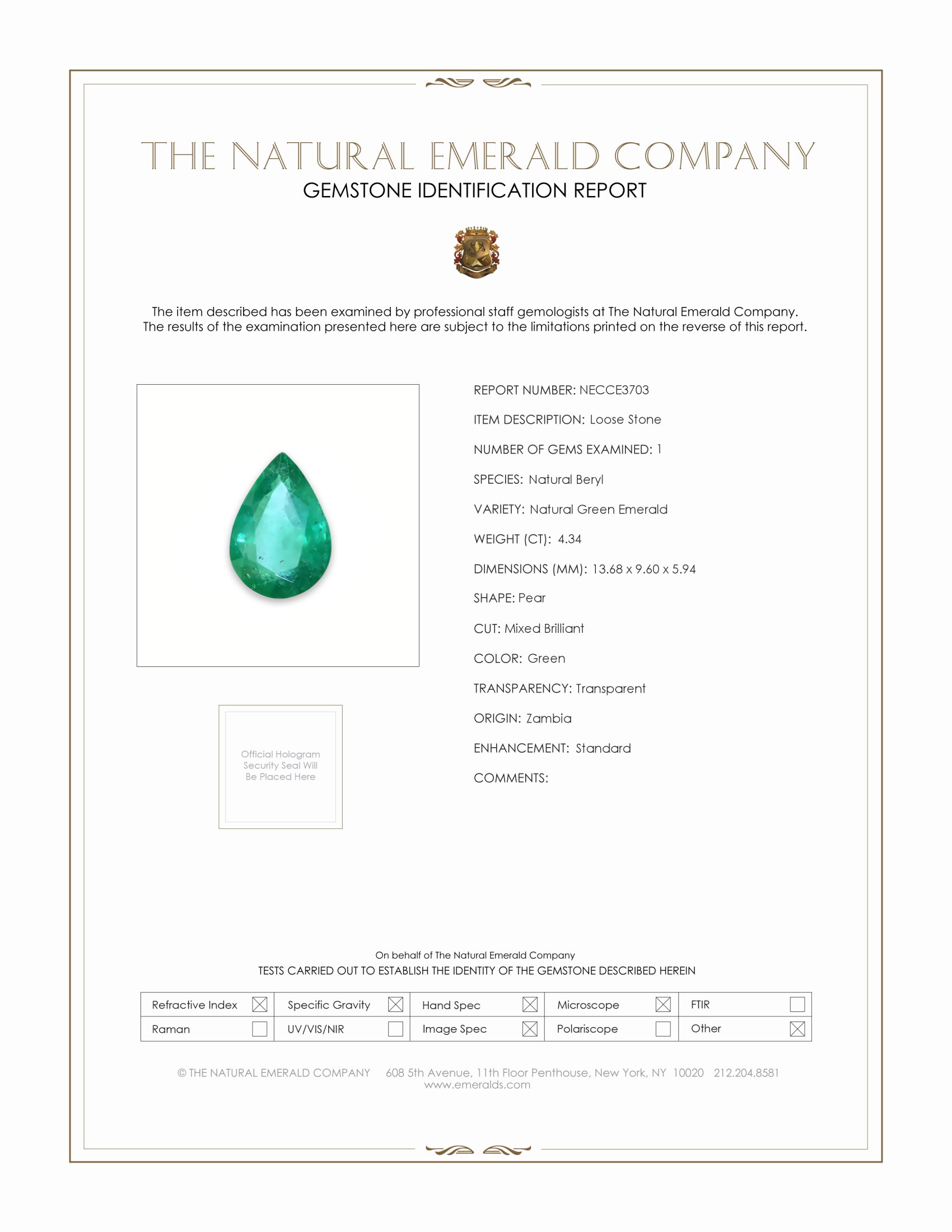 4.34 Ct. Emerald from Zambia