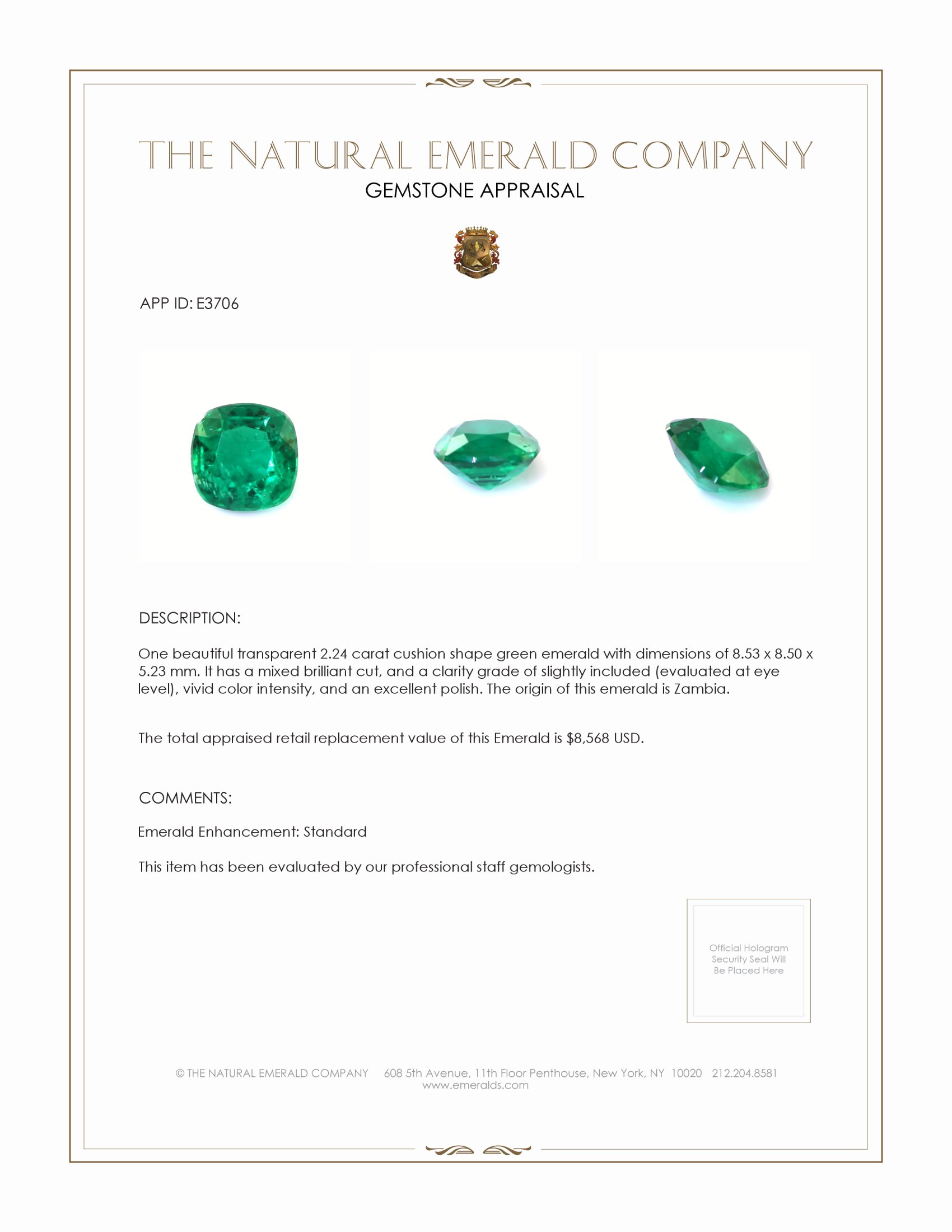 2.24 Ct. Emerald from Zambia