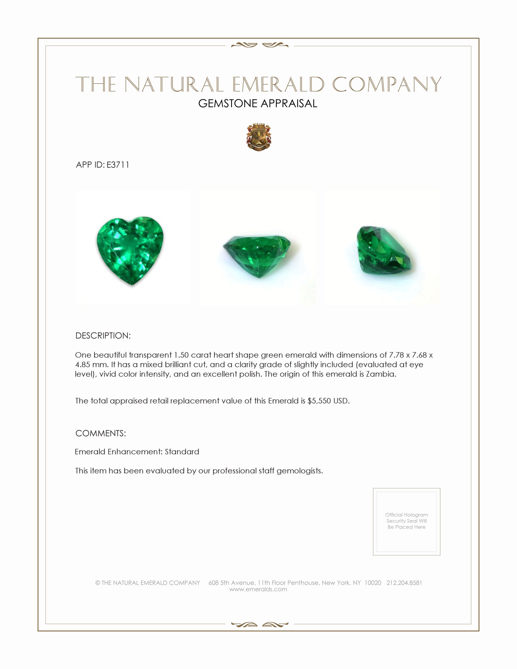 1.50 Ct. Emerald from Zambia
