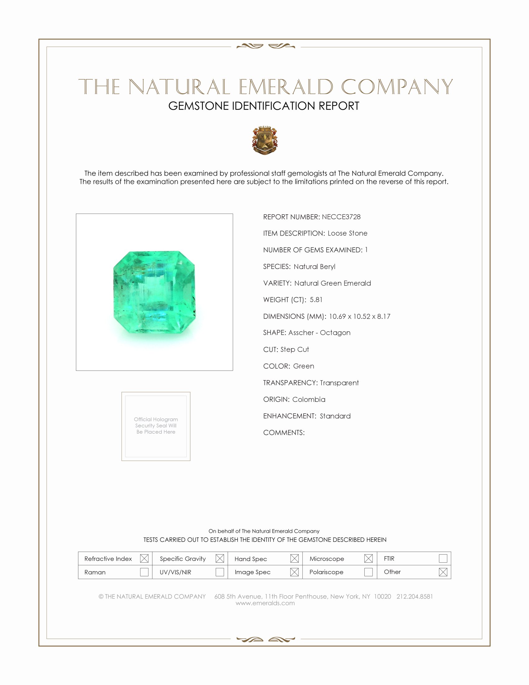 5.81 Ct. Emerald from Colombia
