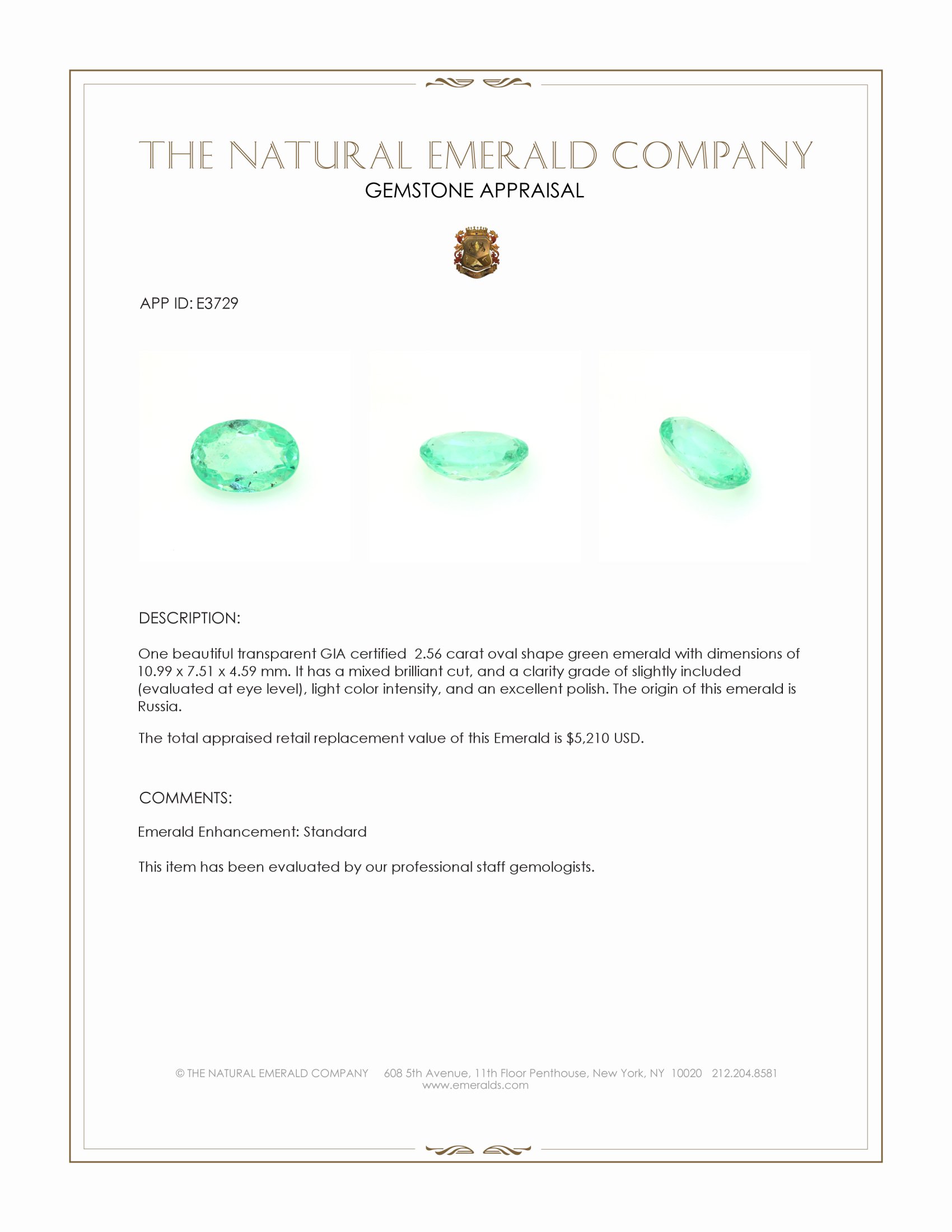 2.56 Ct. Emerald from Russia