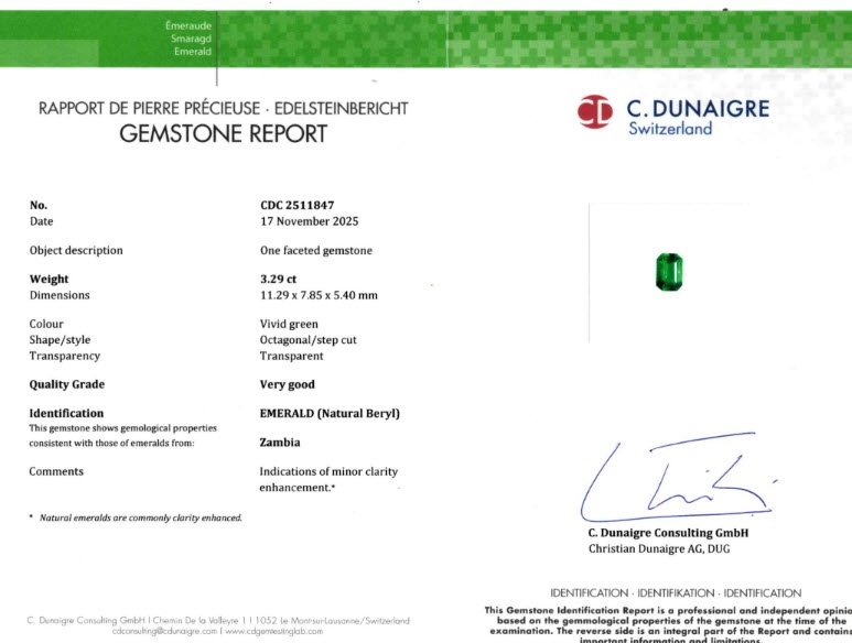 3.29 Ct. Emerald from Zambia