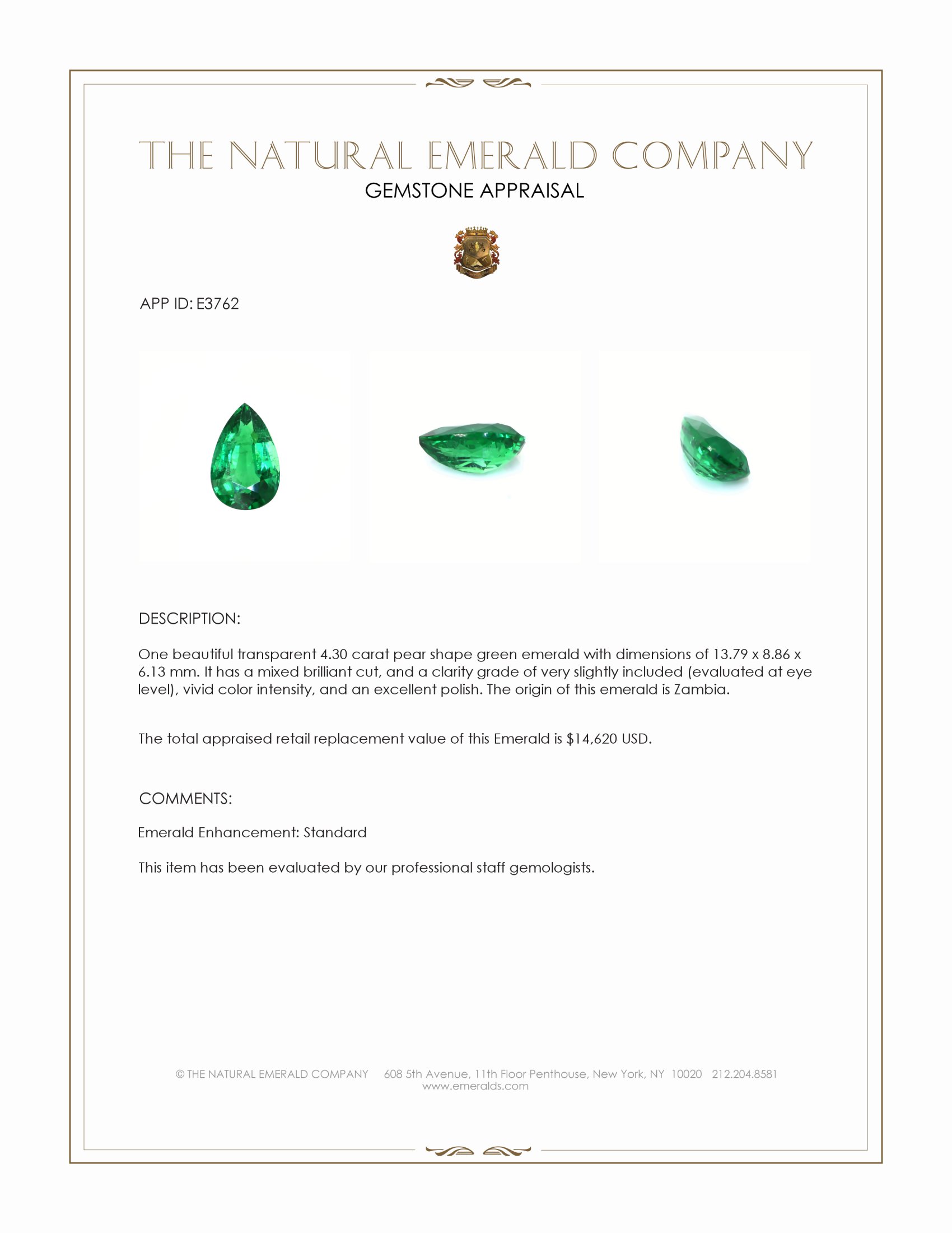 4.30 Ct. Emerald from Zambia