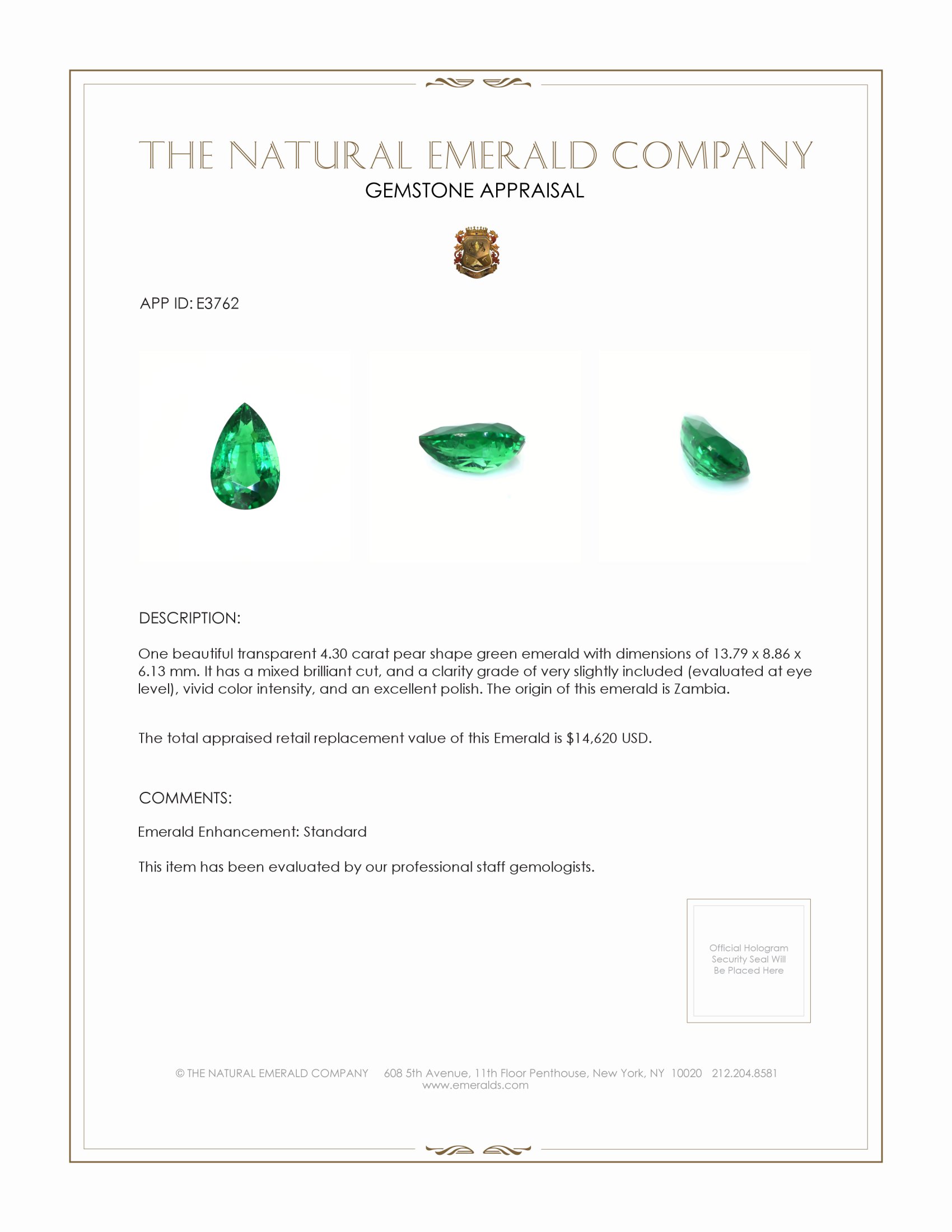 4.30 Ct. Emerald from Zambia