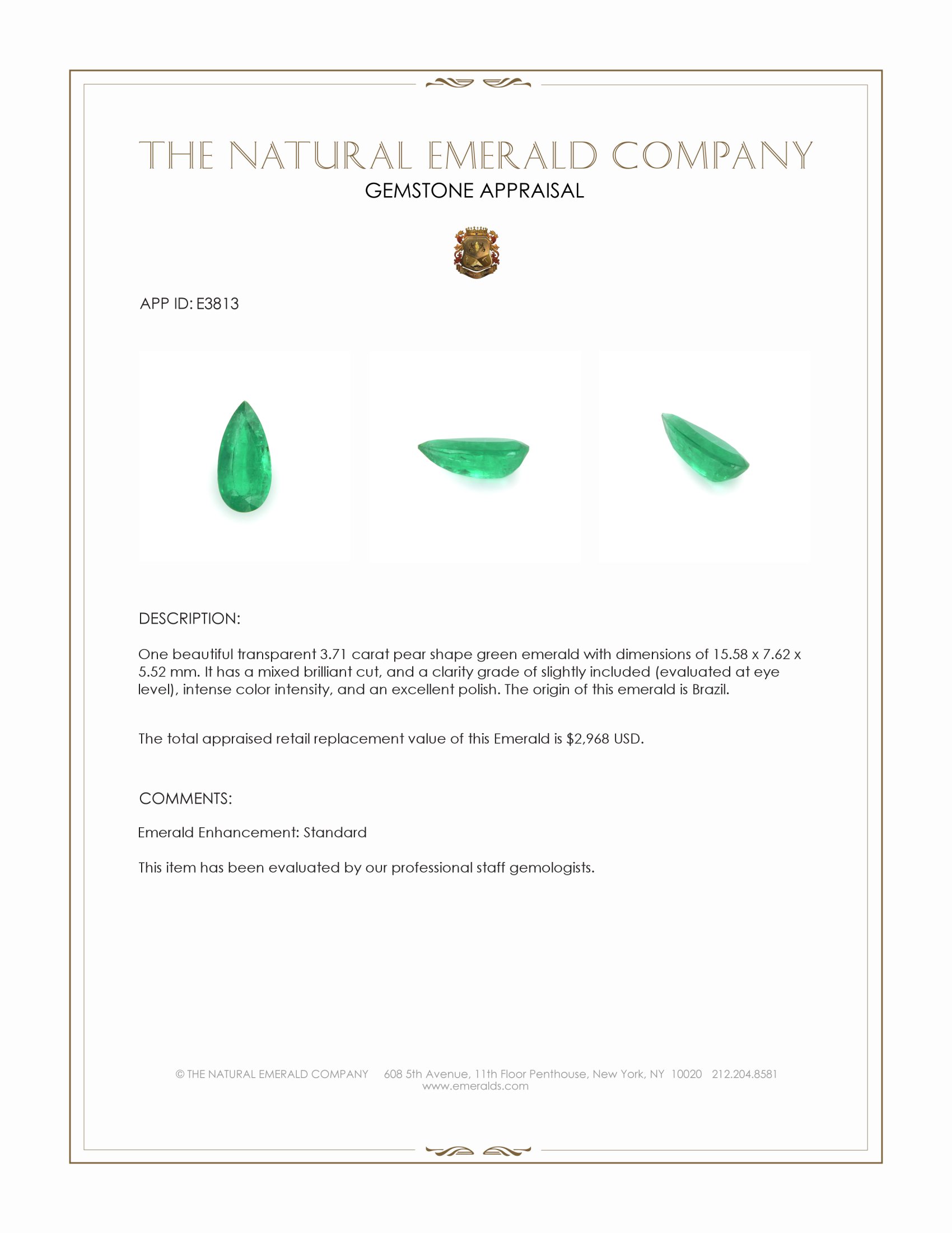 3.71 Ct. Emerald from Brazil