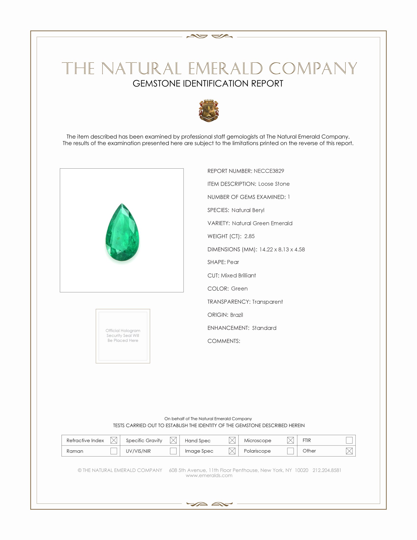 2.85 Ct. Emerald from Brazil