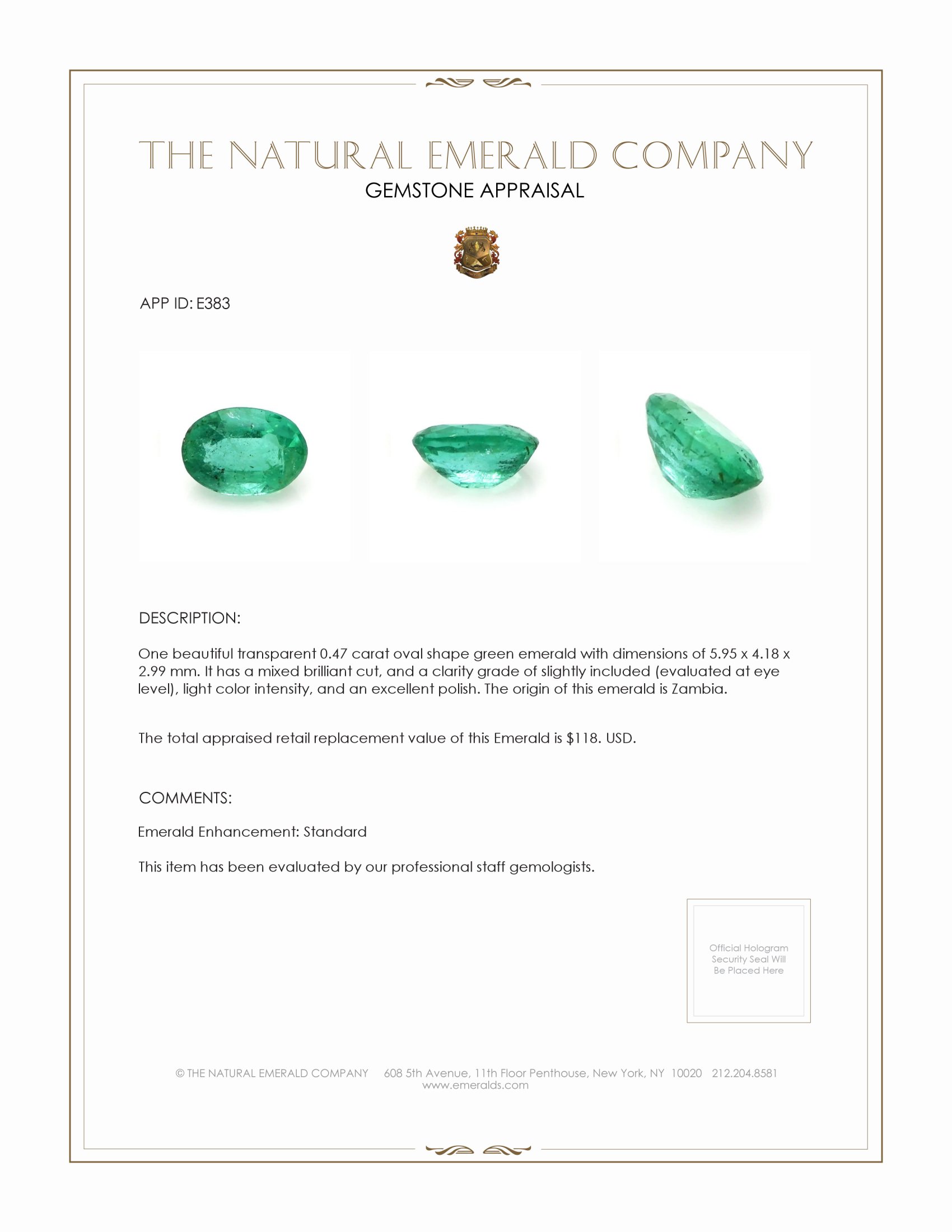 0.47 Ct. Emerald from Zambia