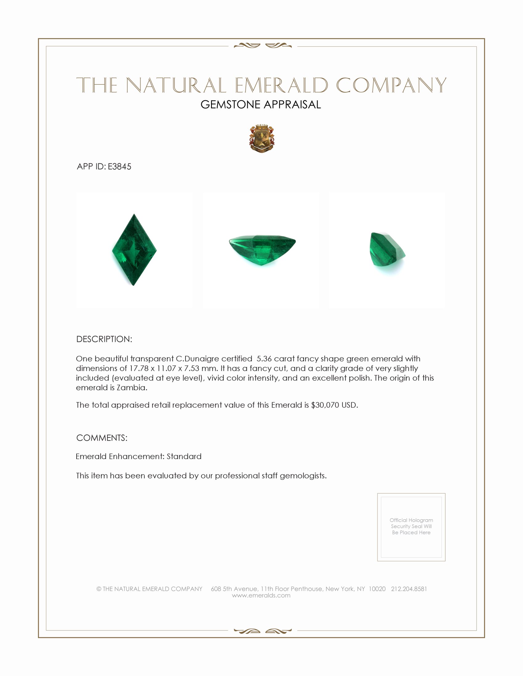 5.36 Ct. Emerald from Zambia