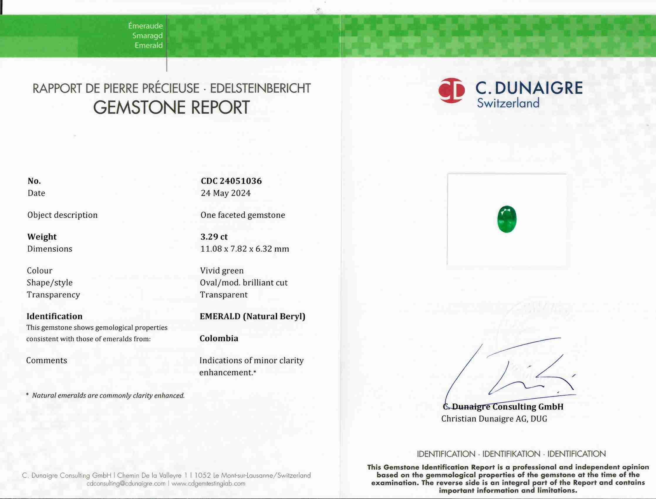 3.29 Ct. Emerald from Colombia