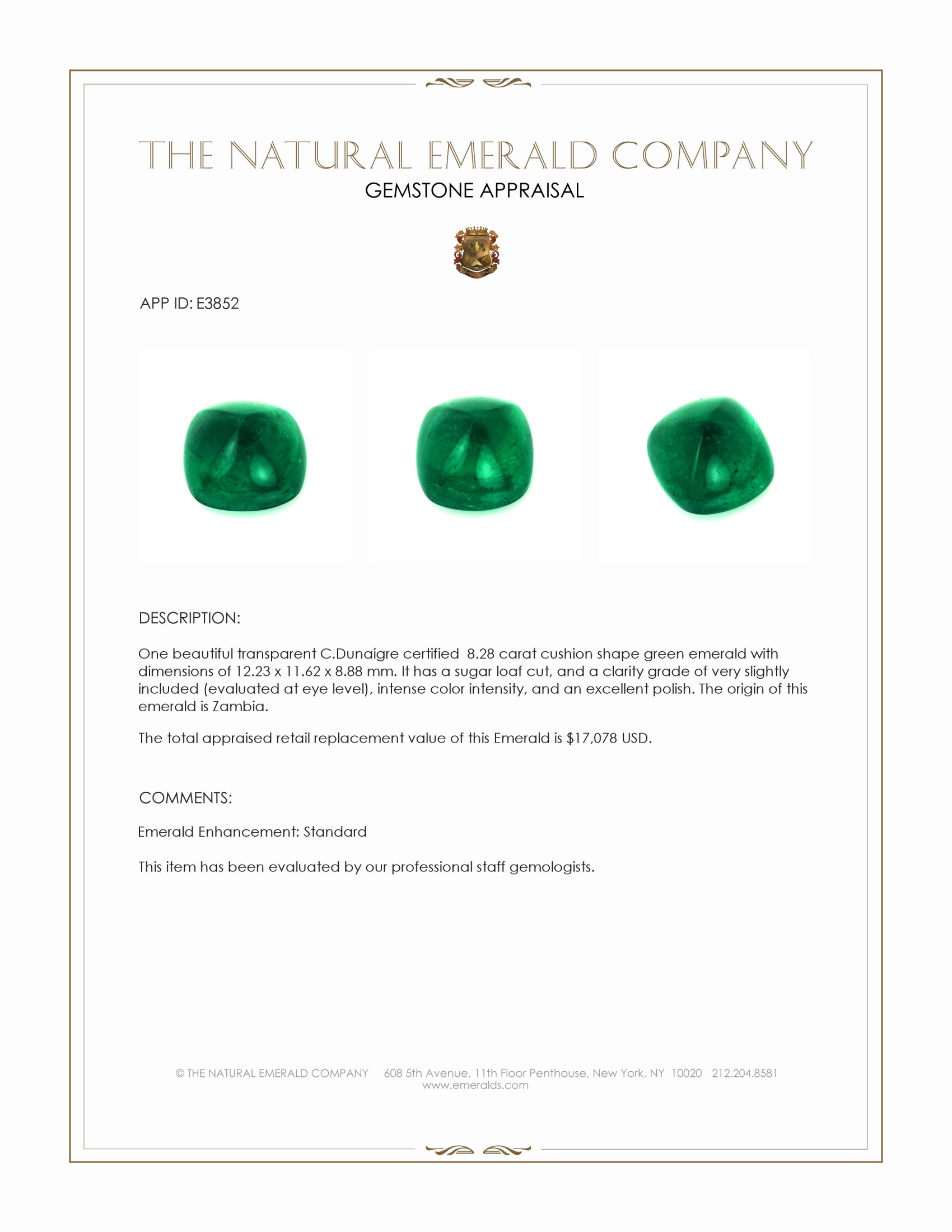 8.28 Ct. Cabochon Emerald from Zambia