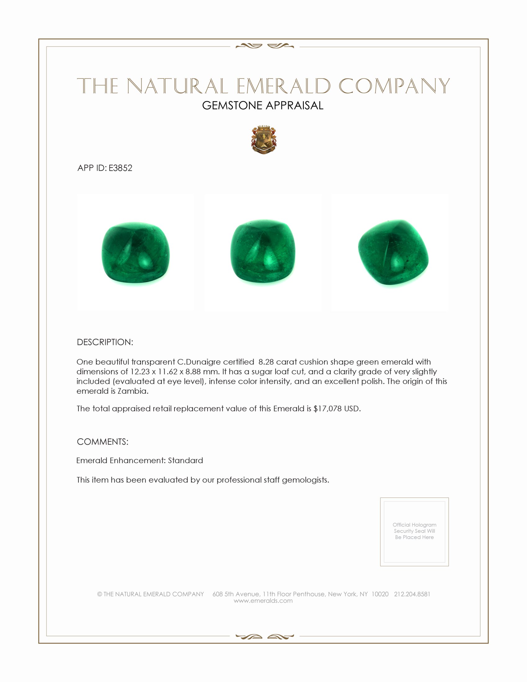 8.28 Ct. Cabochon Emerald from Zambia