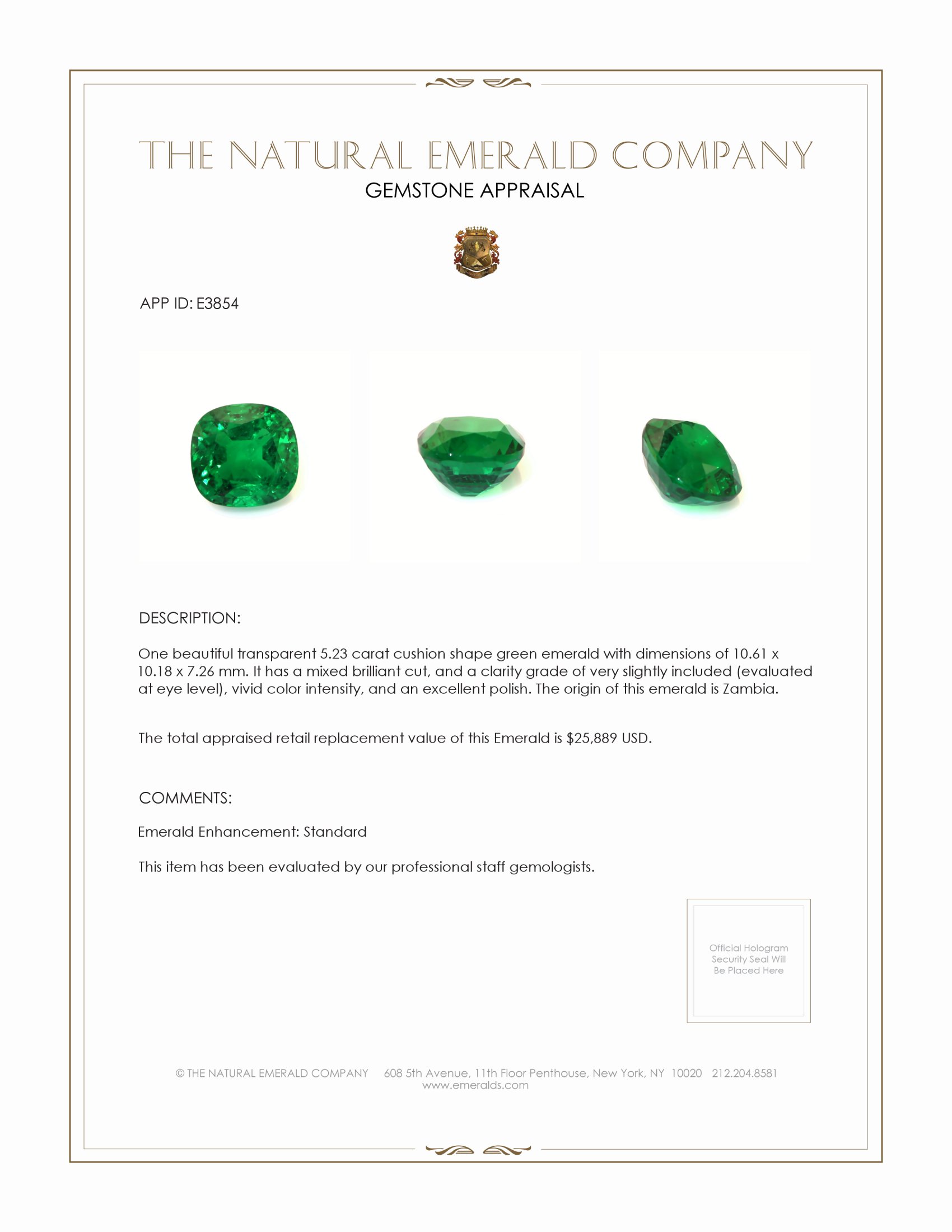 5.23 Ct. Emerald from Zambia