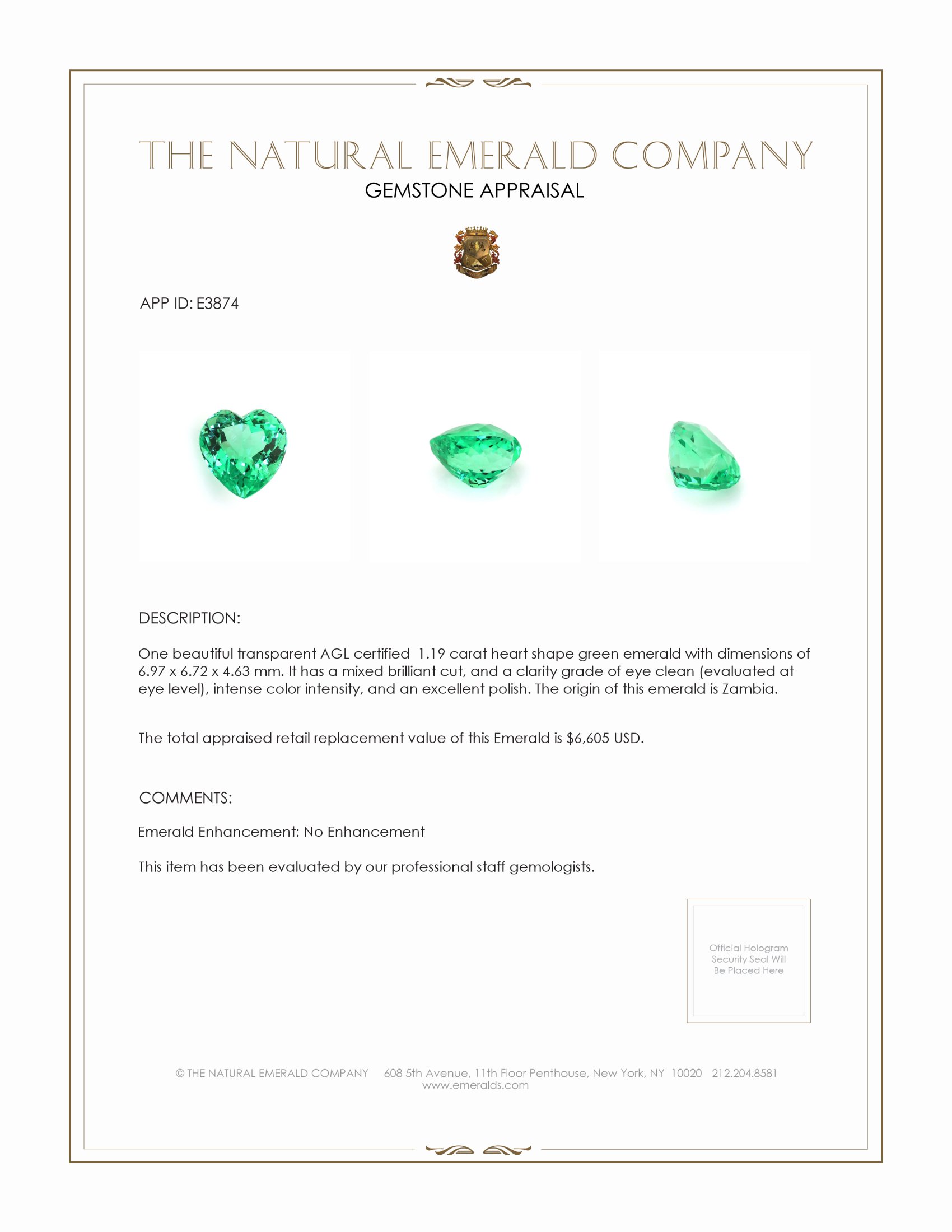 1.19 Ct. Emerald from Zambia