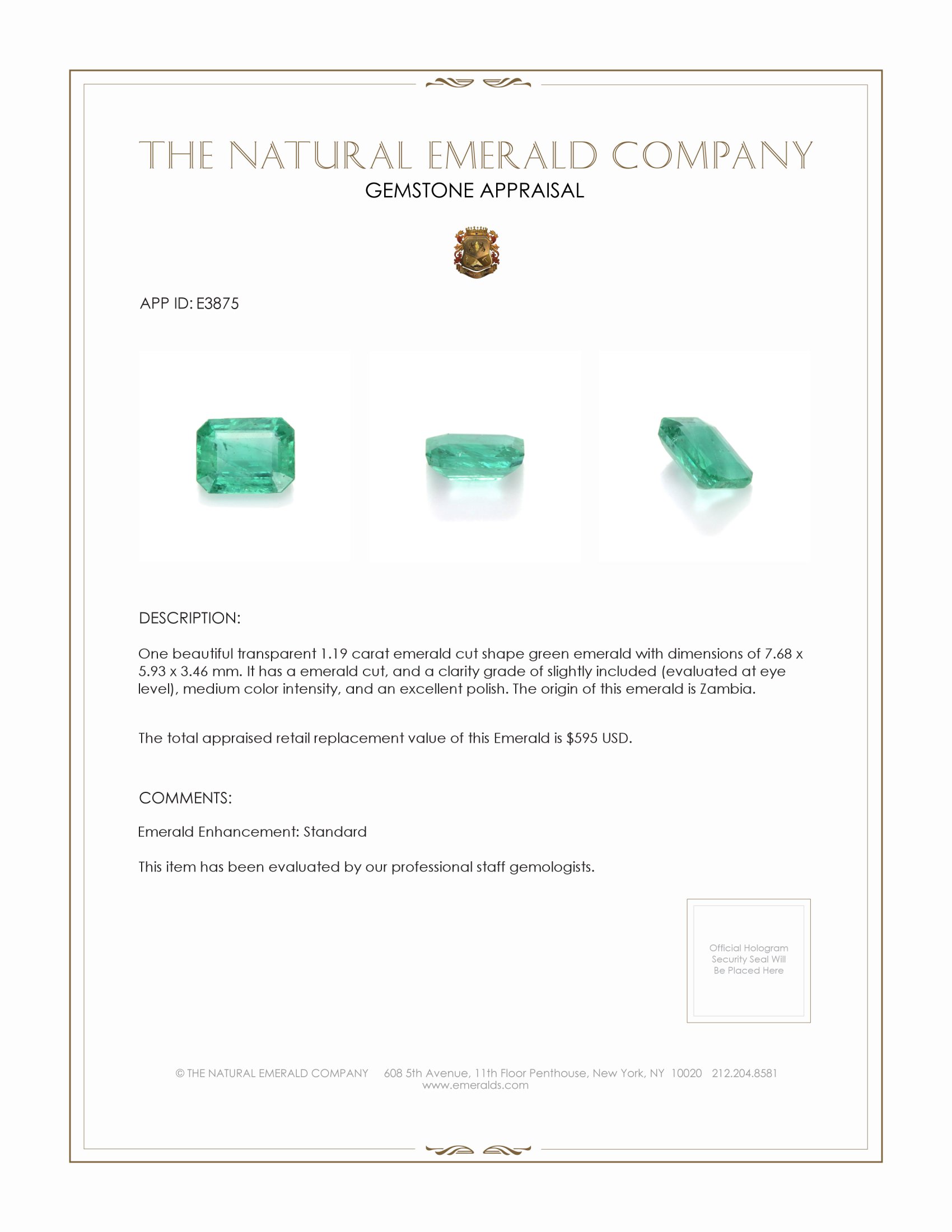 1.19 Ct. Emerald from Zambia