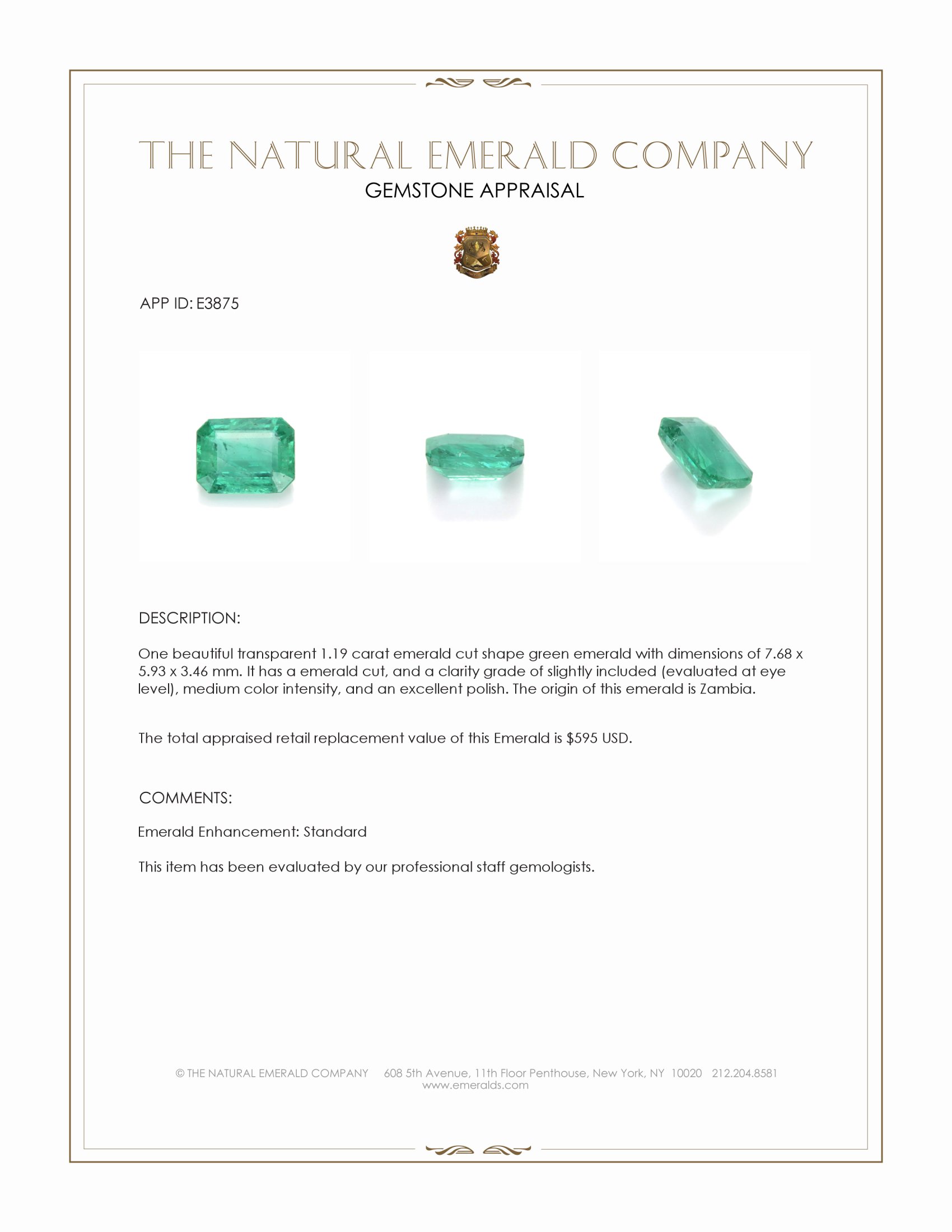 1.19 Ct. Emerald from Zambia