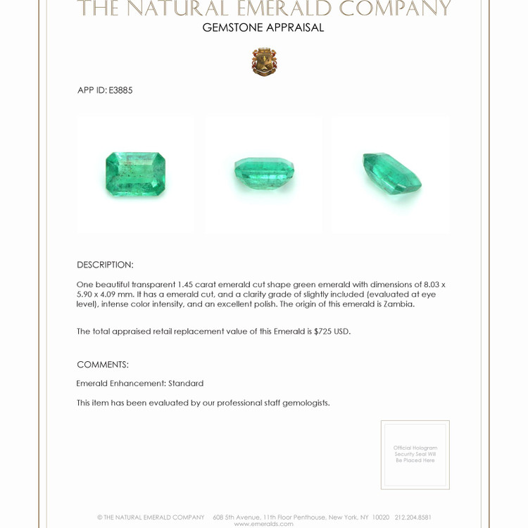 1.45 Ct. Emerald from Zambia