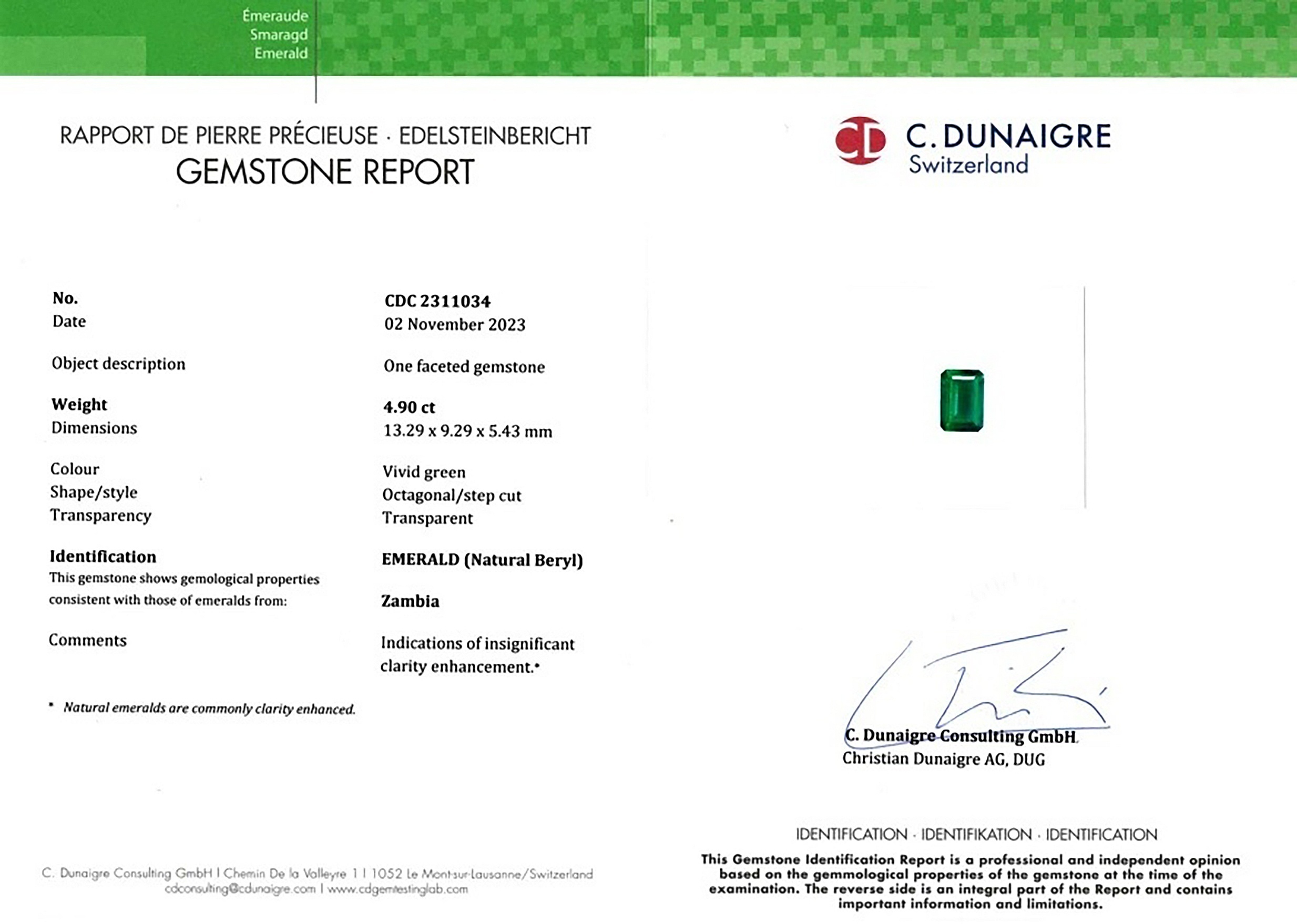 4.90 Ct. Emerald from Zambia