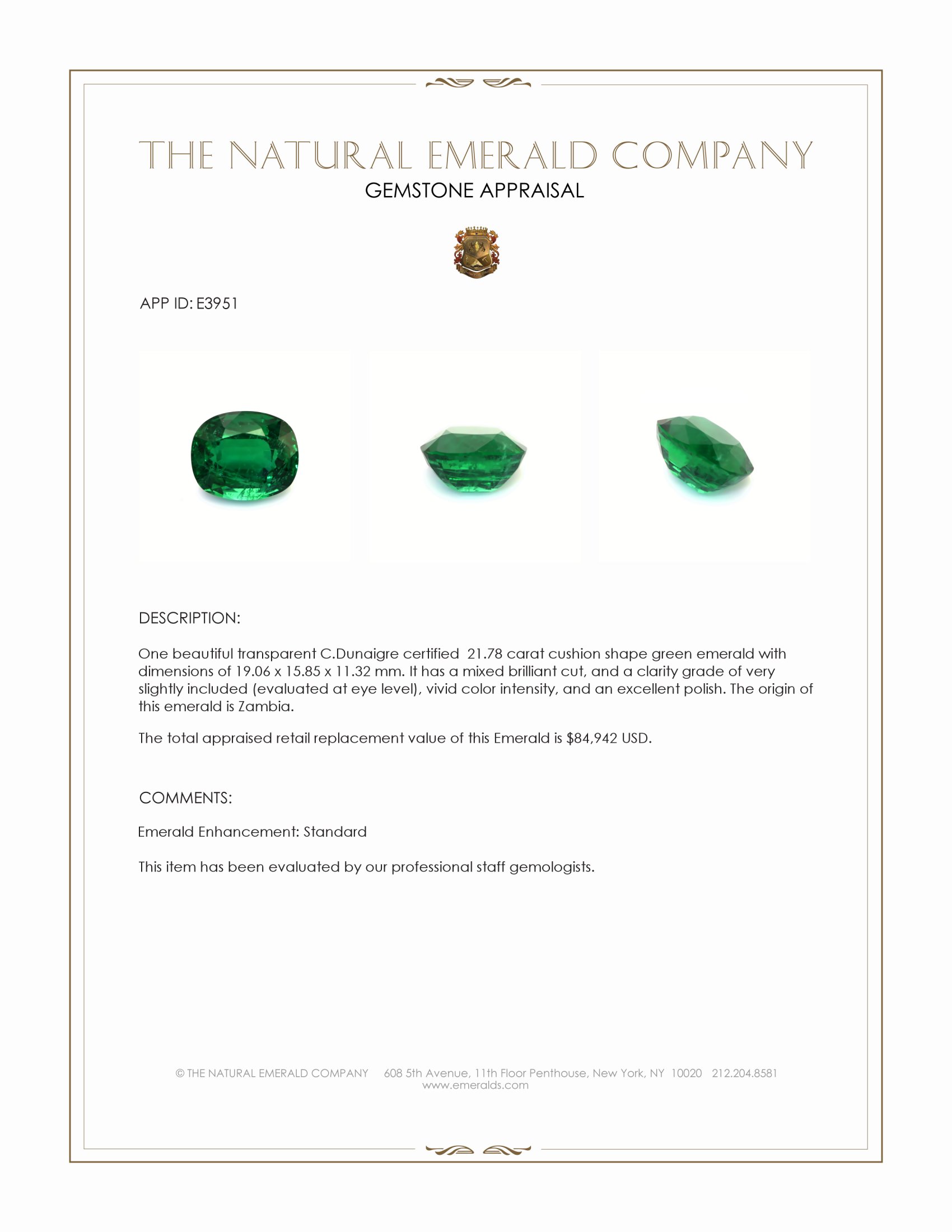 21.78 Ct. Emerald from Zambia