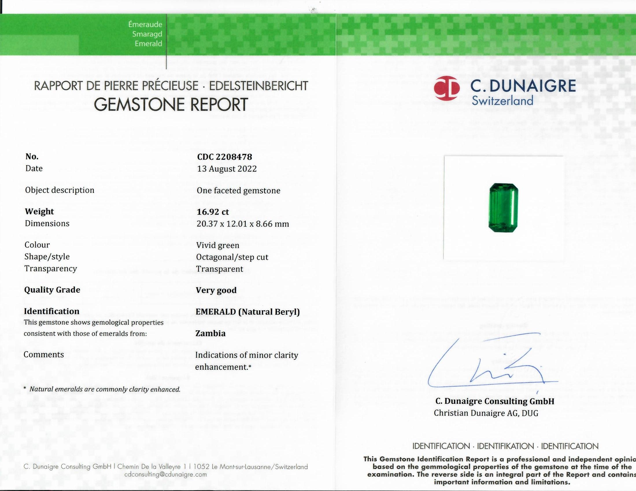 16.92 Ct. Emerald from Zambia