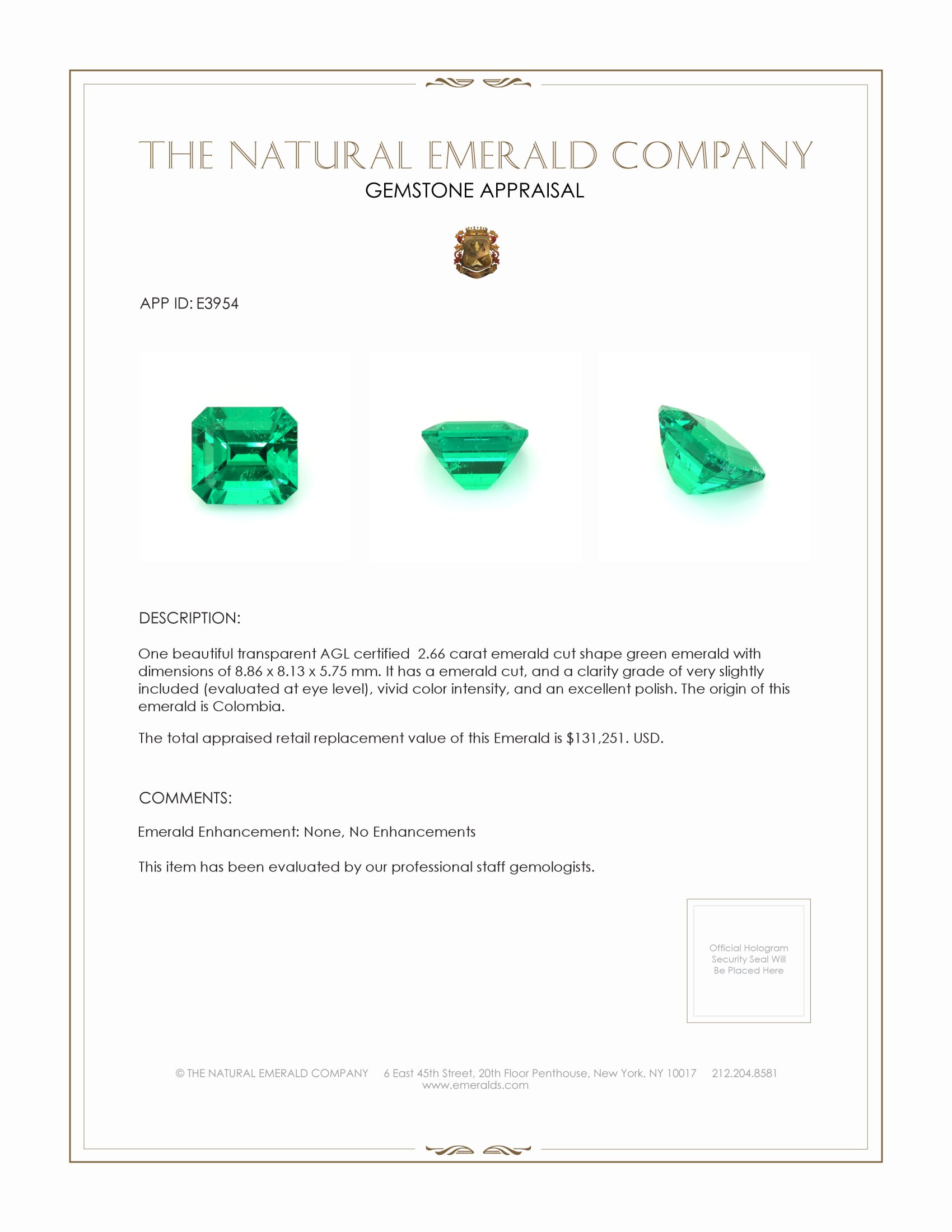 2.66 Ct. Emerald from Colombia