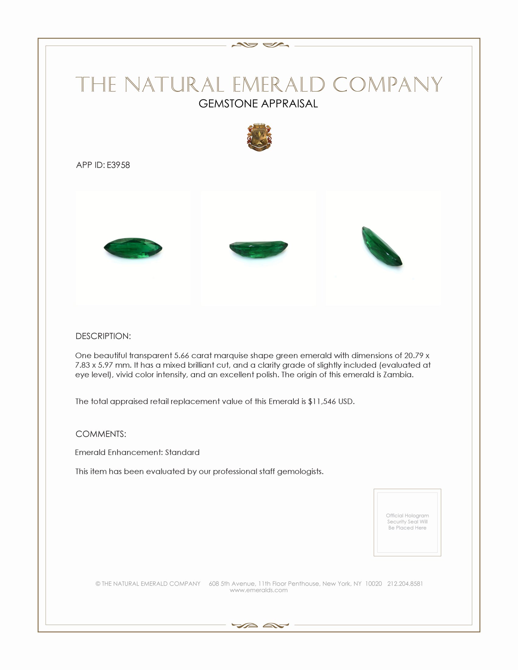 5.66 Ct. Emerald from Zambia