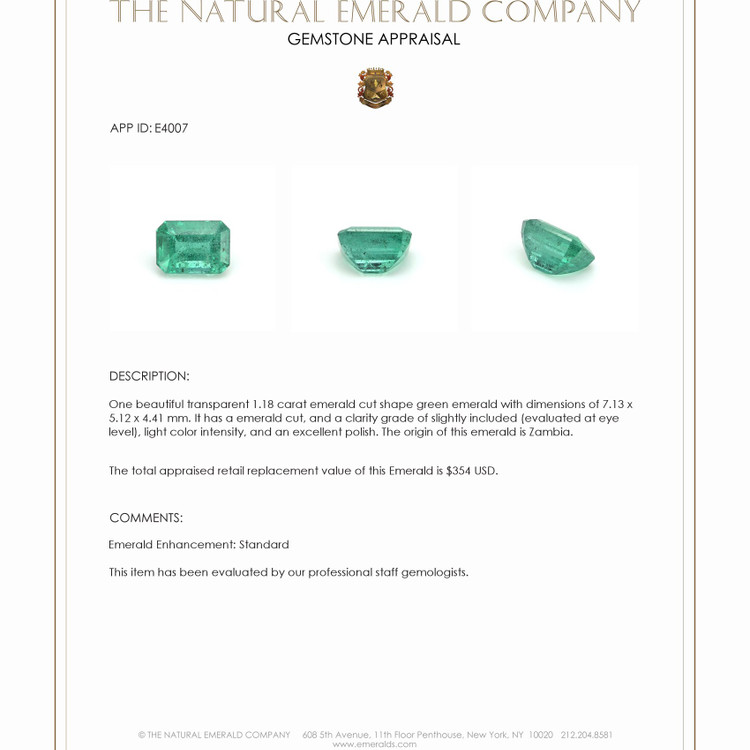 1.18 Ct. Emerald from Zambia