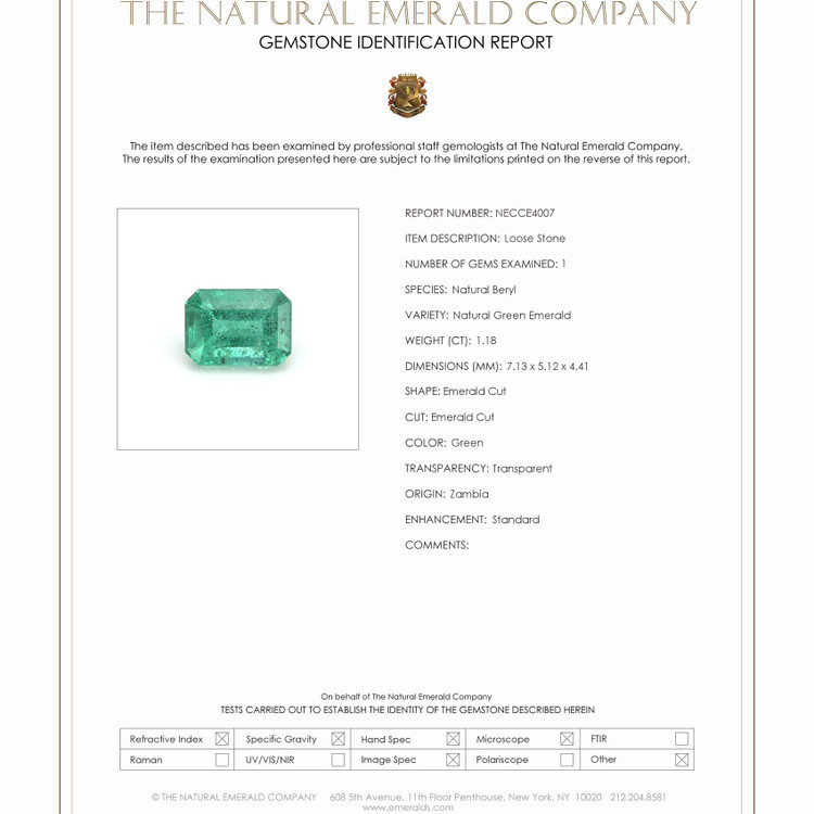 1.18 Ct. Emerald from Zambia
