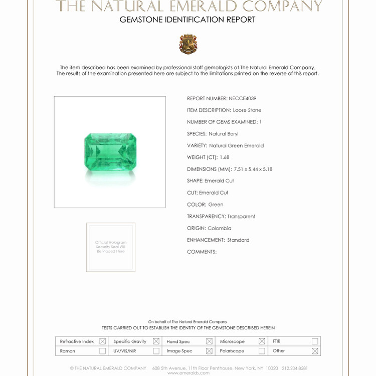 1.68 Ct. Emerald from Colombia