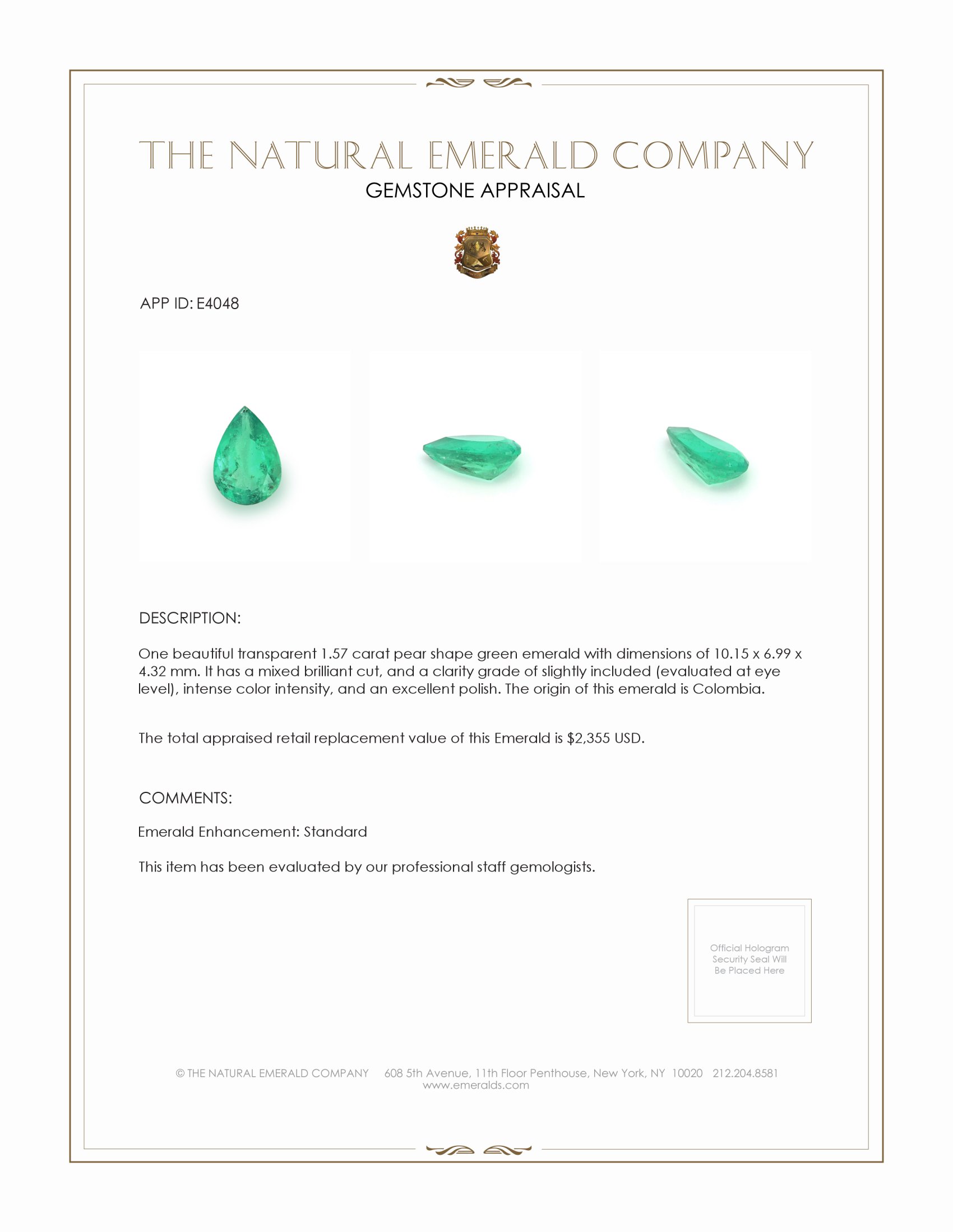 1.57 Ct. Emerald from Colombia
