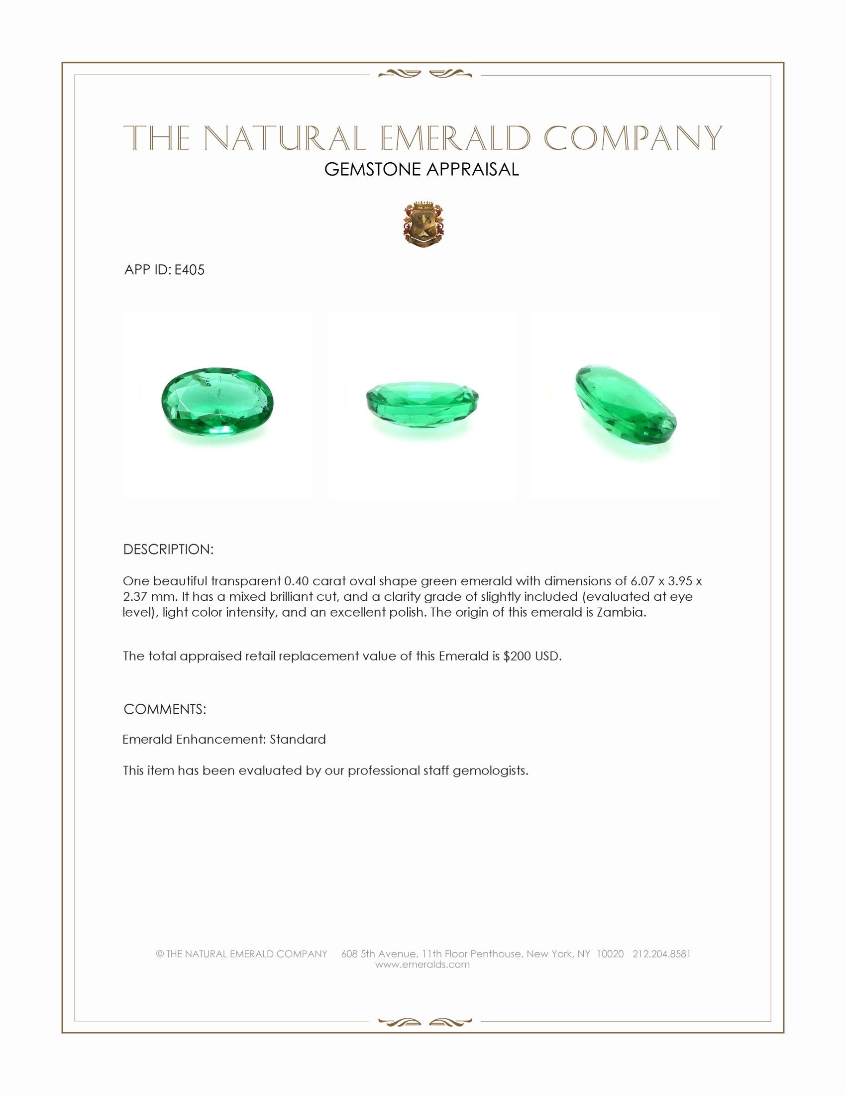 0.40 Ct. Emerald from Zambia