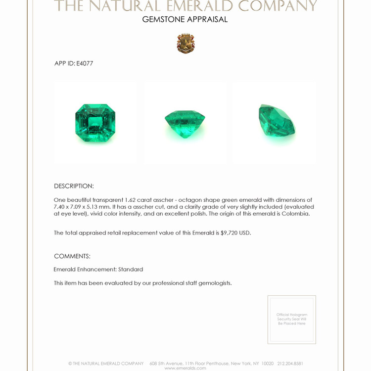 1.62 Ct. Emerald from Colombia