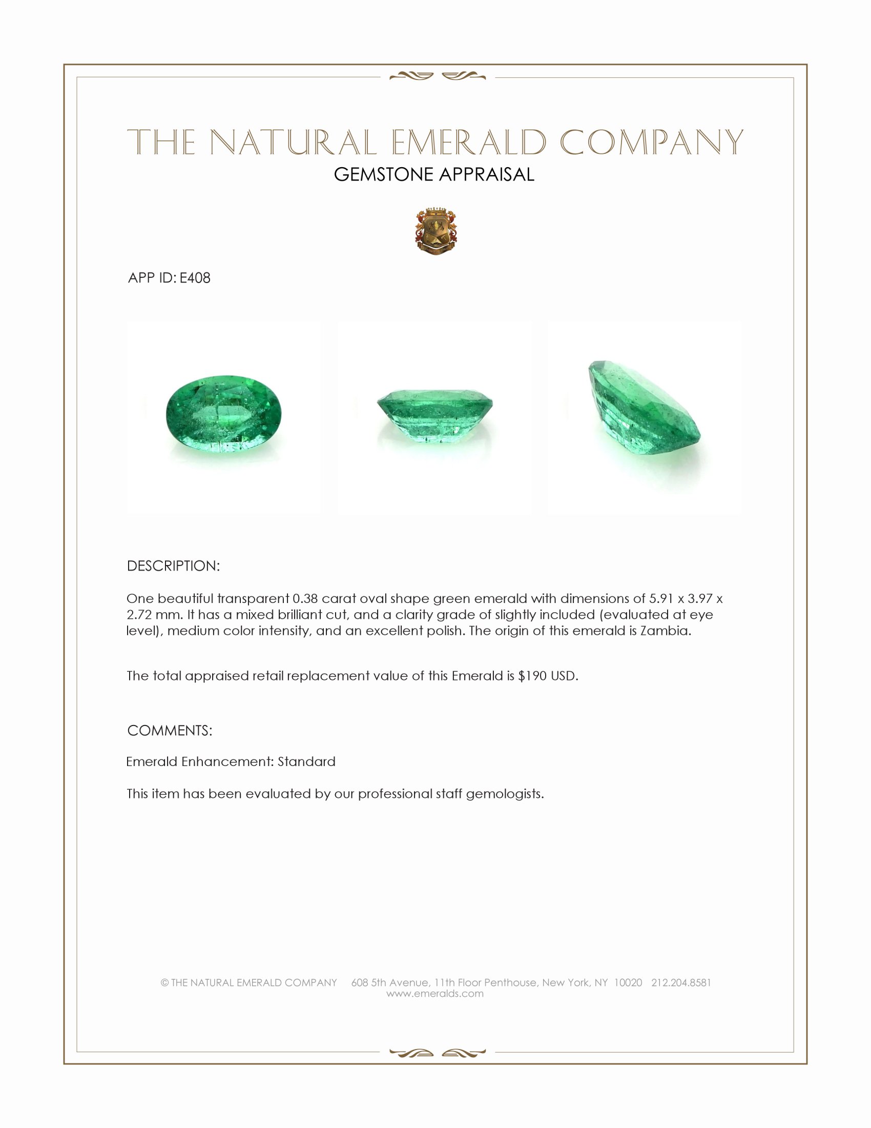 0.38 Ct. Emerald from Zambia